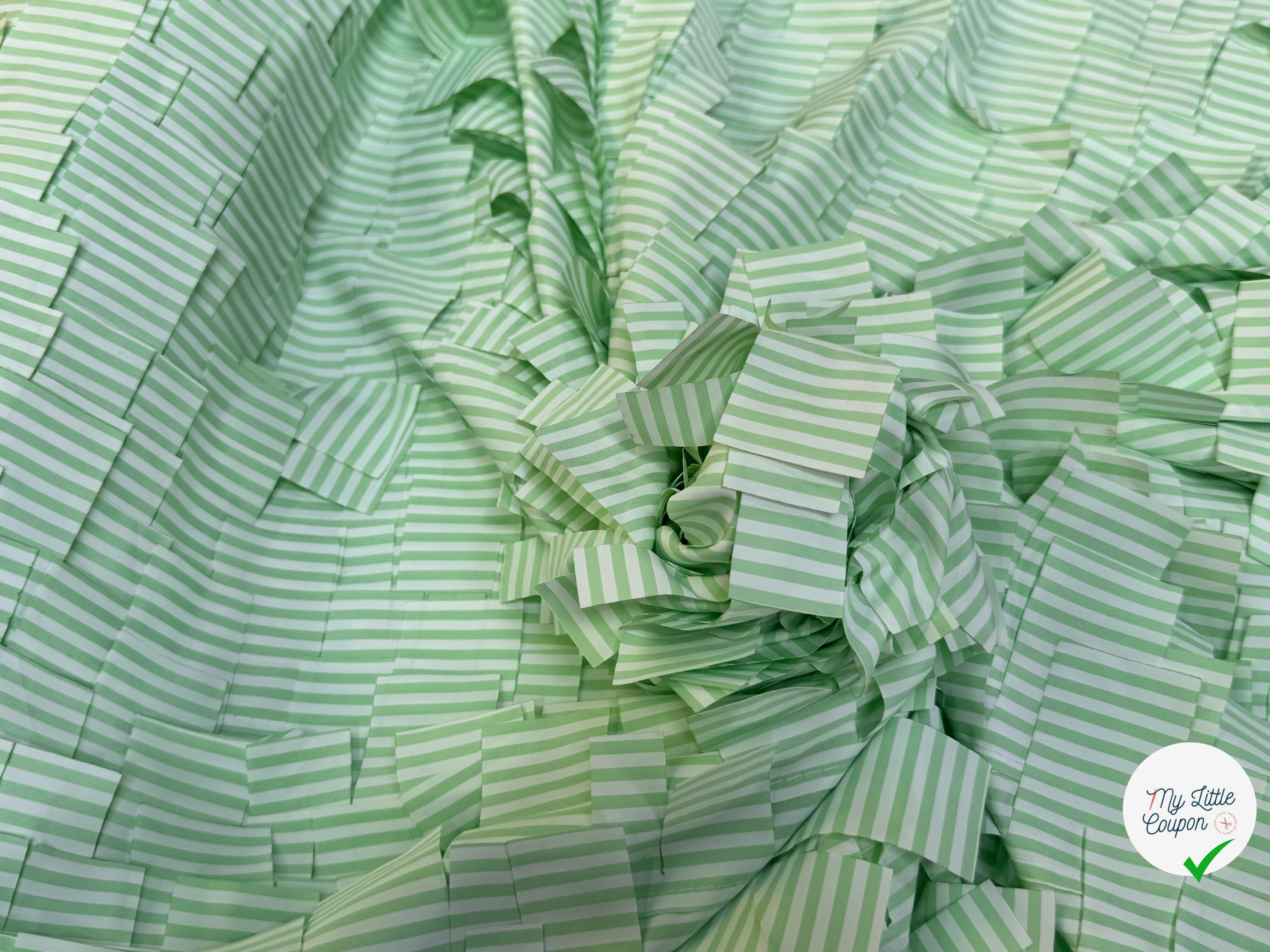TISSU RAYURES FILS COUPÉS VERT VENITIAN TRÈS TRAVAILLÉ - My Little Coupon