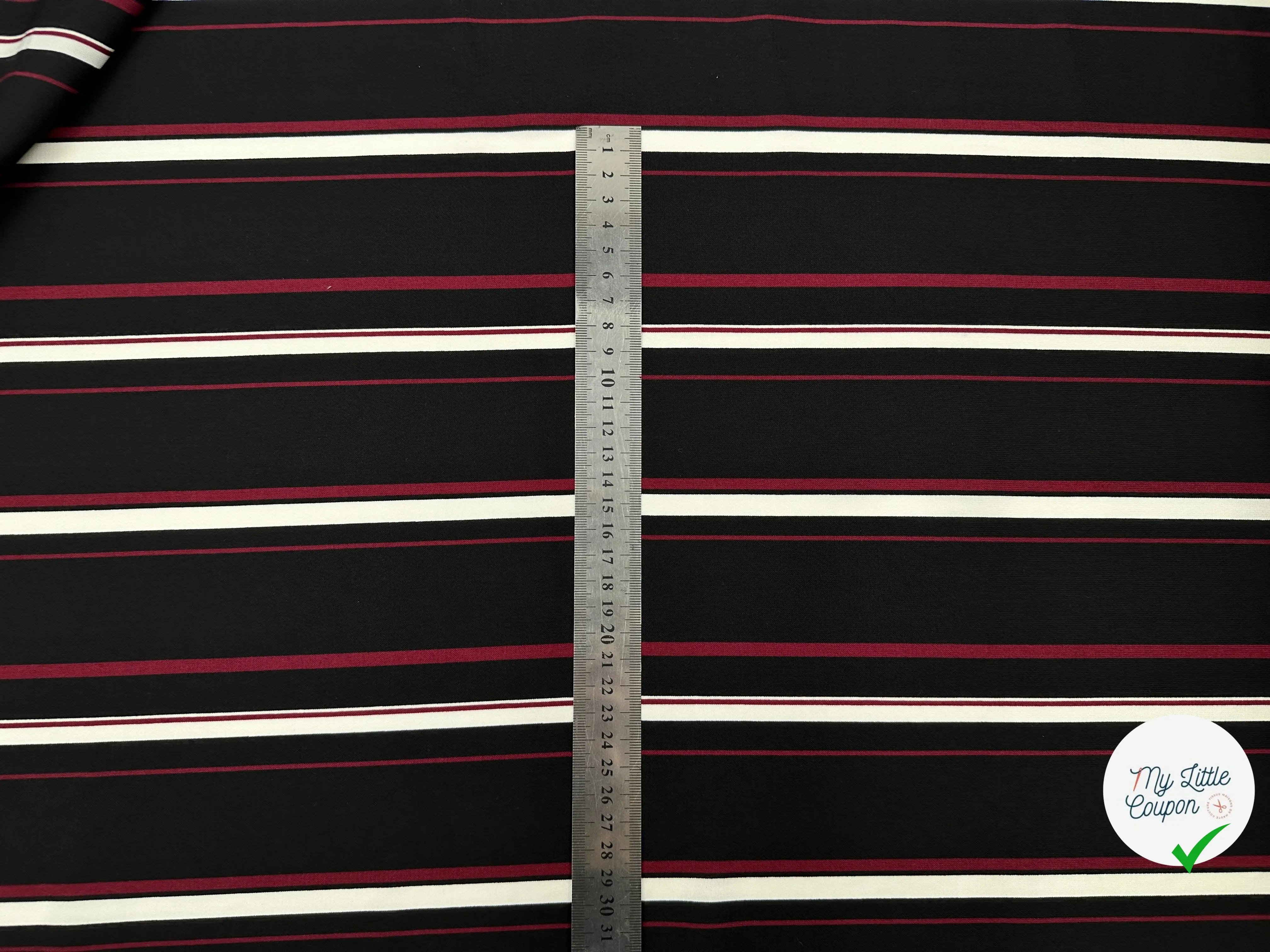 TISSU RAYURES SOBRE ROUGE ET NOIR - My Little Coupon