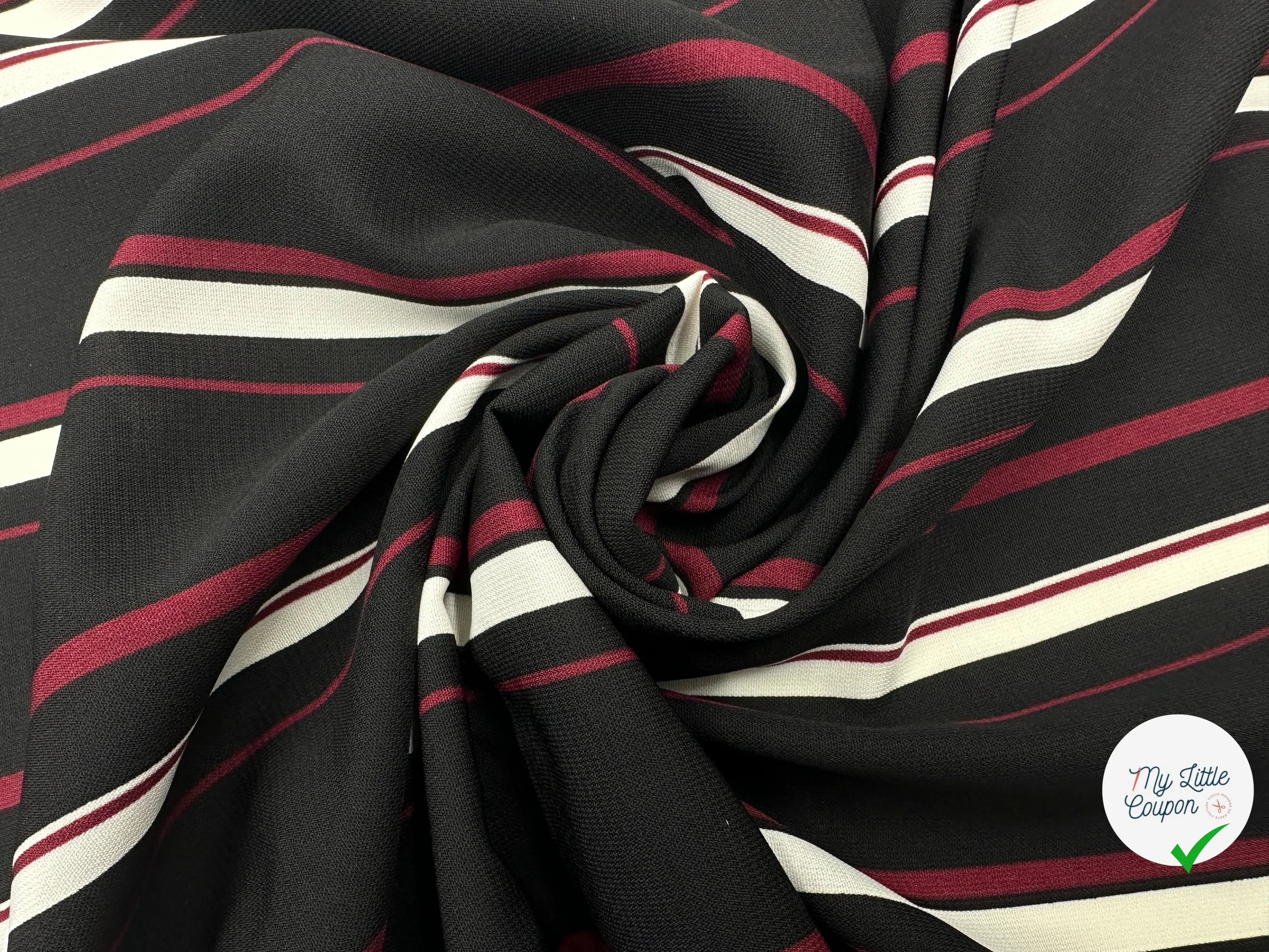 TISSU RAYURES SOBRE ROUGE ET NOIR - My Little Coupon