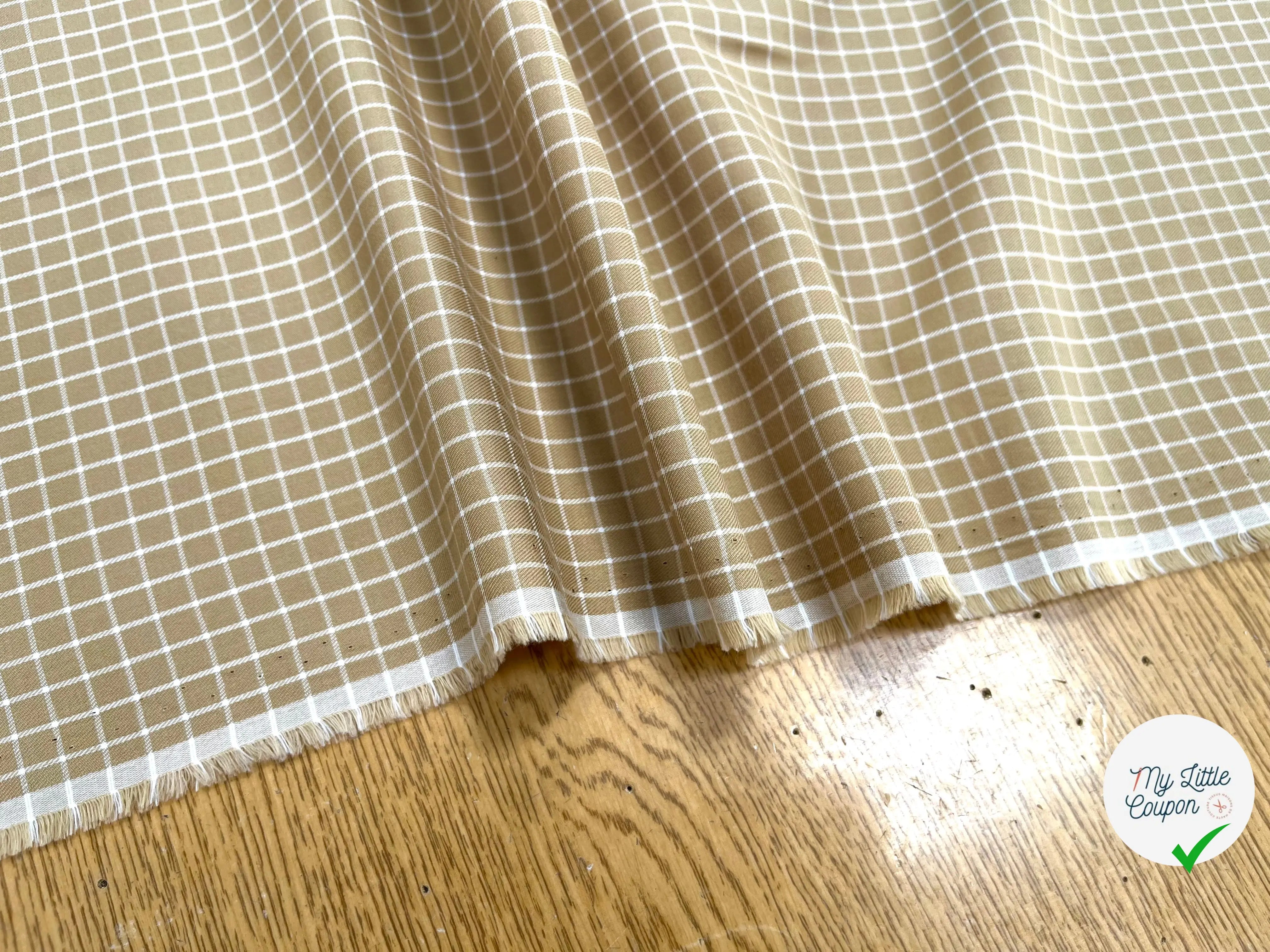 TISSU SURCHEMISE TRAPPEUR BEIGE À CARREAUX - My Little Coupon