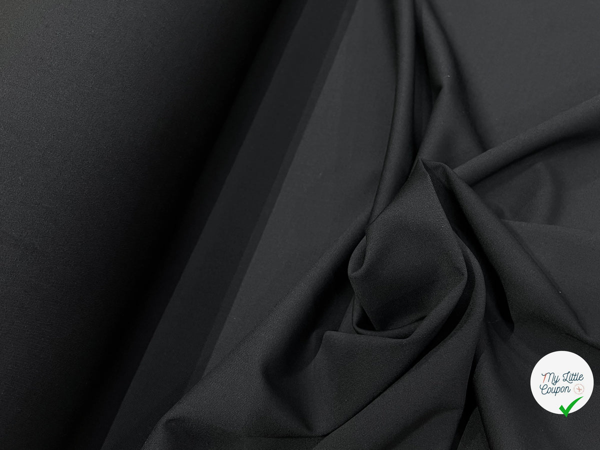 TISSU TAILLEUR SERGÉE EN PURE LAINE NOIR INTENSE - My Little Coupon