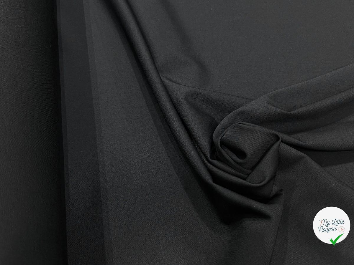 TISSU TAILLEUR SERGÉE EN PURE LAINE NOIR INTENSE - My Little Coupon