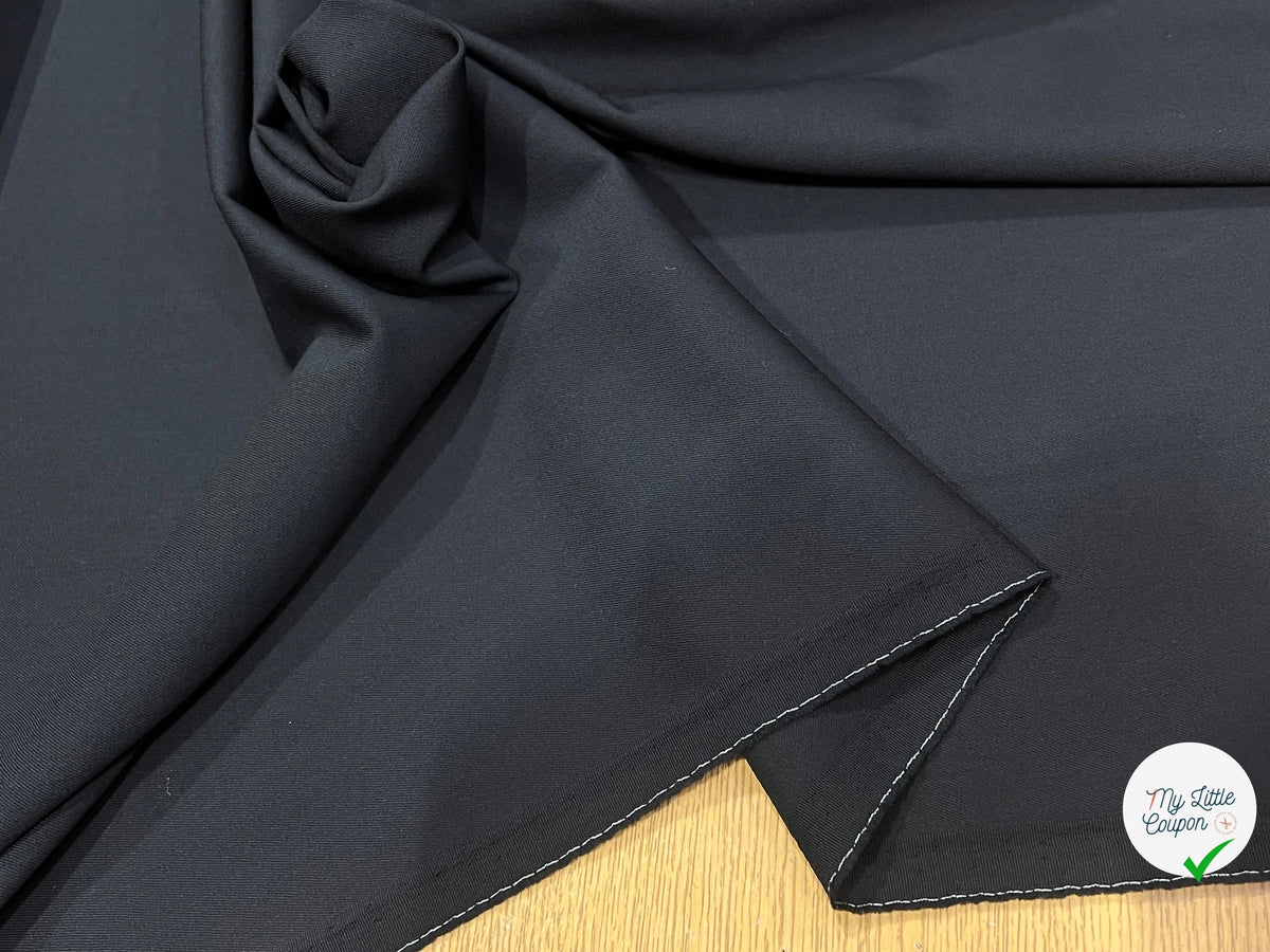 TISSU TAILLEUR SERGÉE EN PURE LAINE NOIR INTENSE - My Little Coupon
