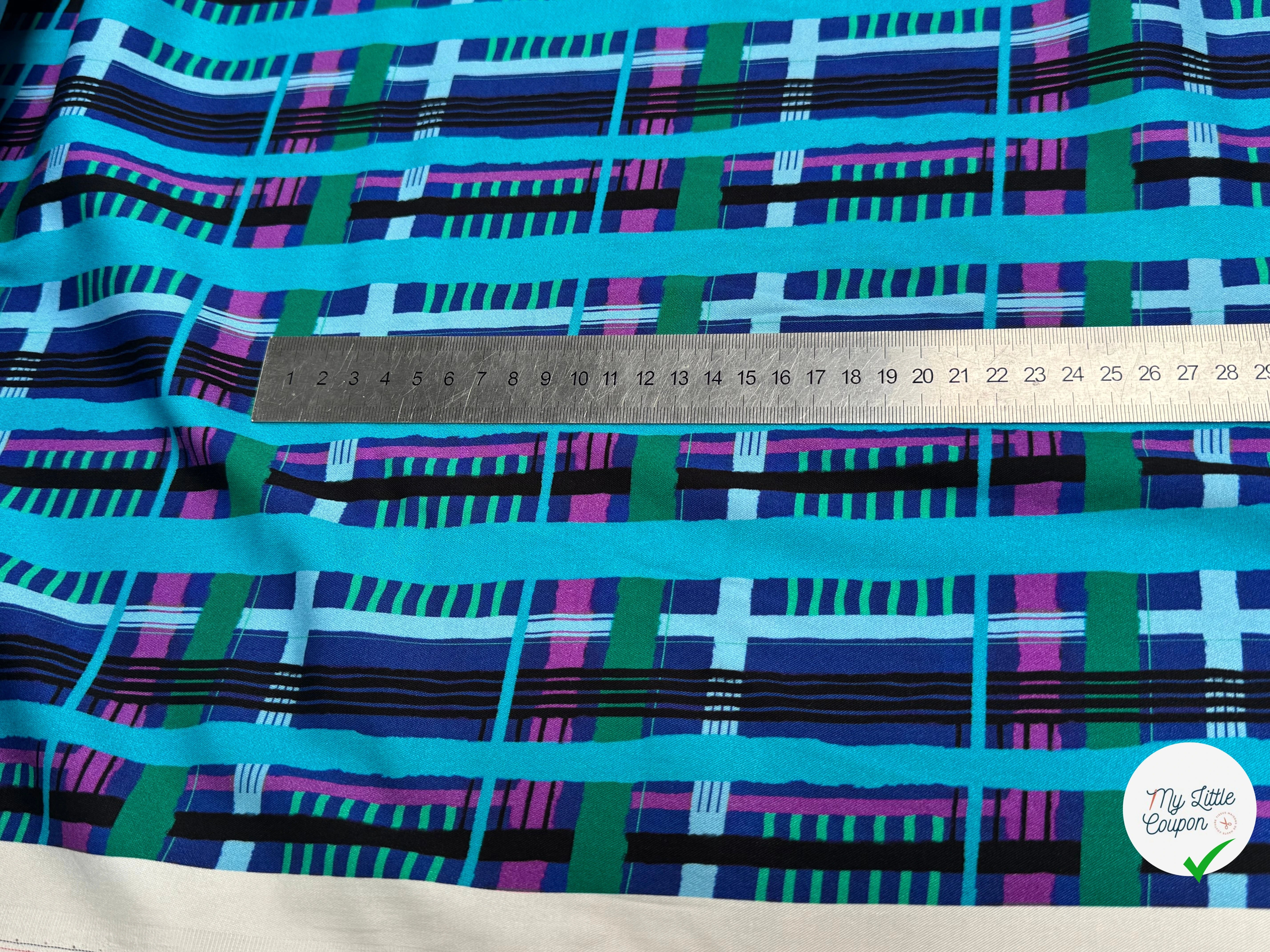 TISSU VISCOSE ÉLASTHANNE IMPRIMÉ TARTAN PUNGI TOPO TARTAN - My Little Coupon