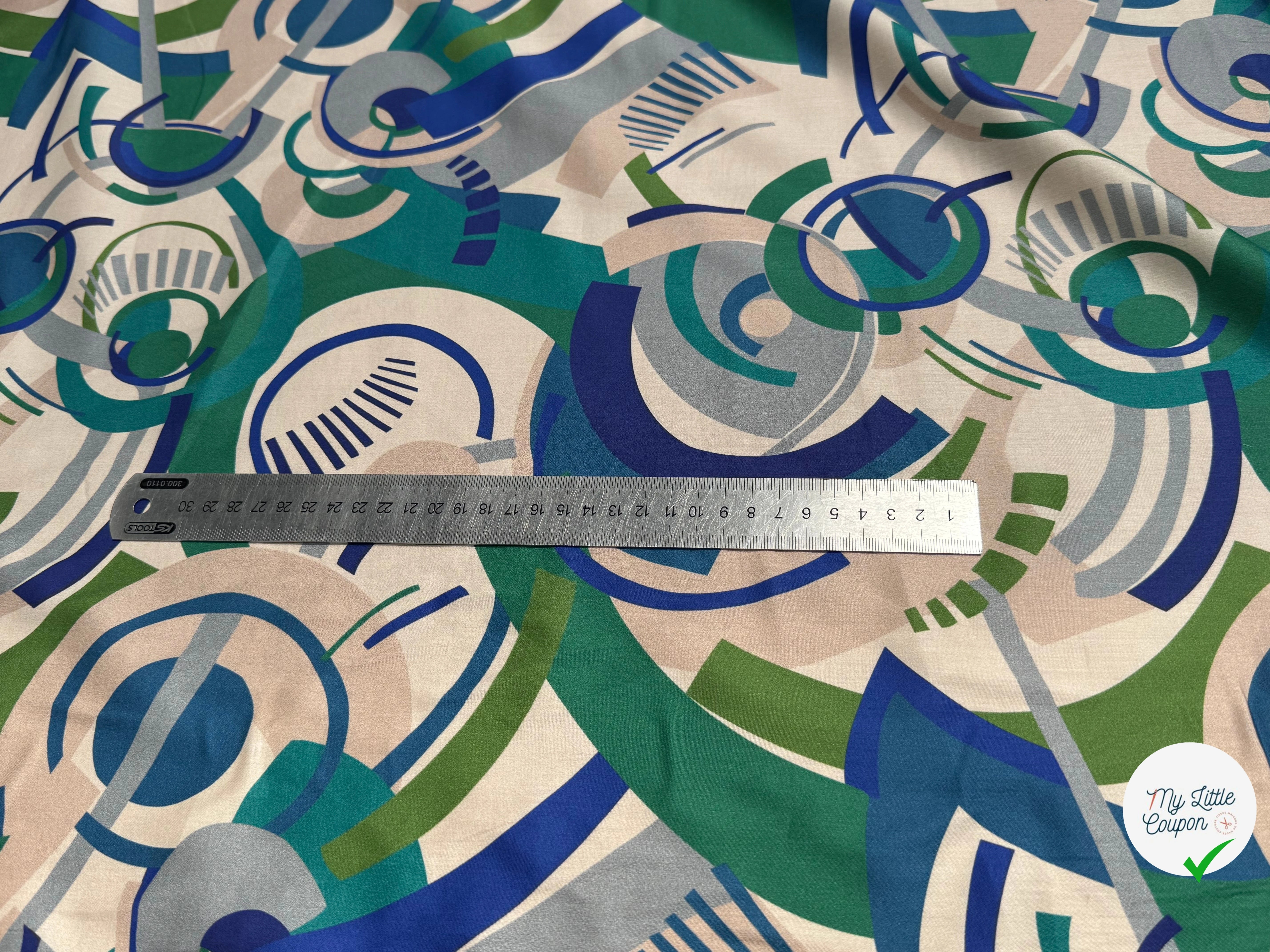 TISSU VOILE DE COTON IMPRIMÉ GRAPHIQUE VERT NINFEA MANEGE VERT - My Little Coupon