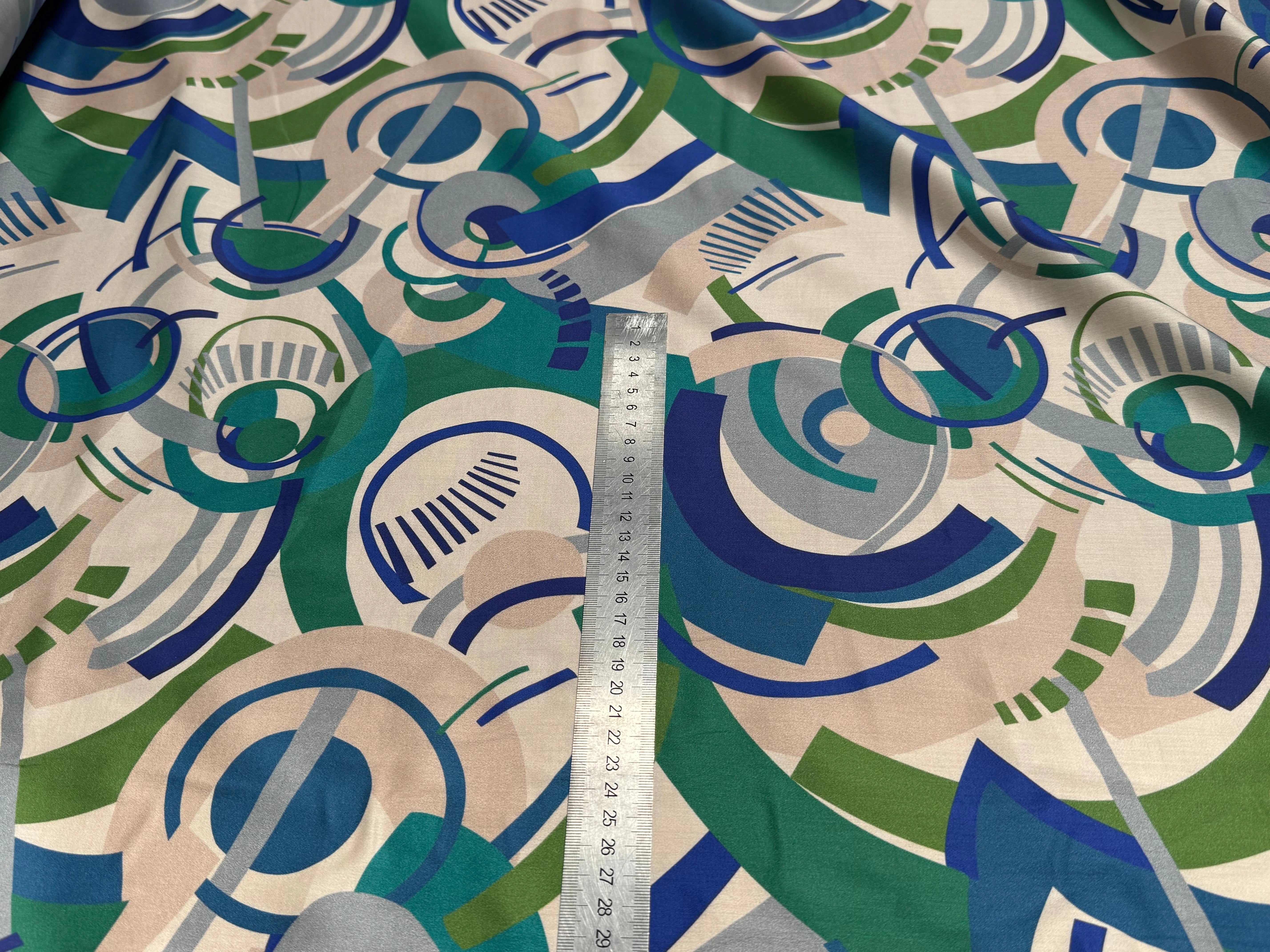 TISSU VOILE DE COTON IMPRIMÉ GRAPHIQUE VERT NINFEA MANEGE VERT - My Little Coupon