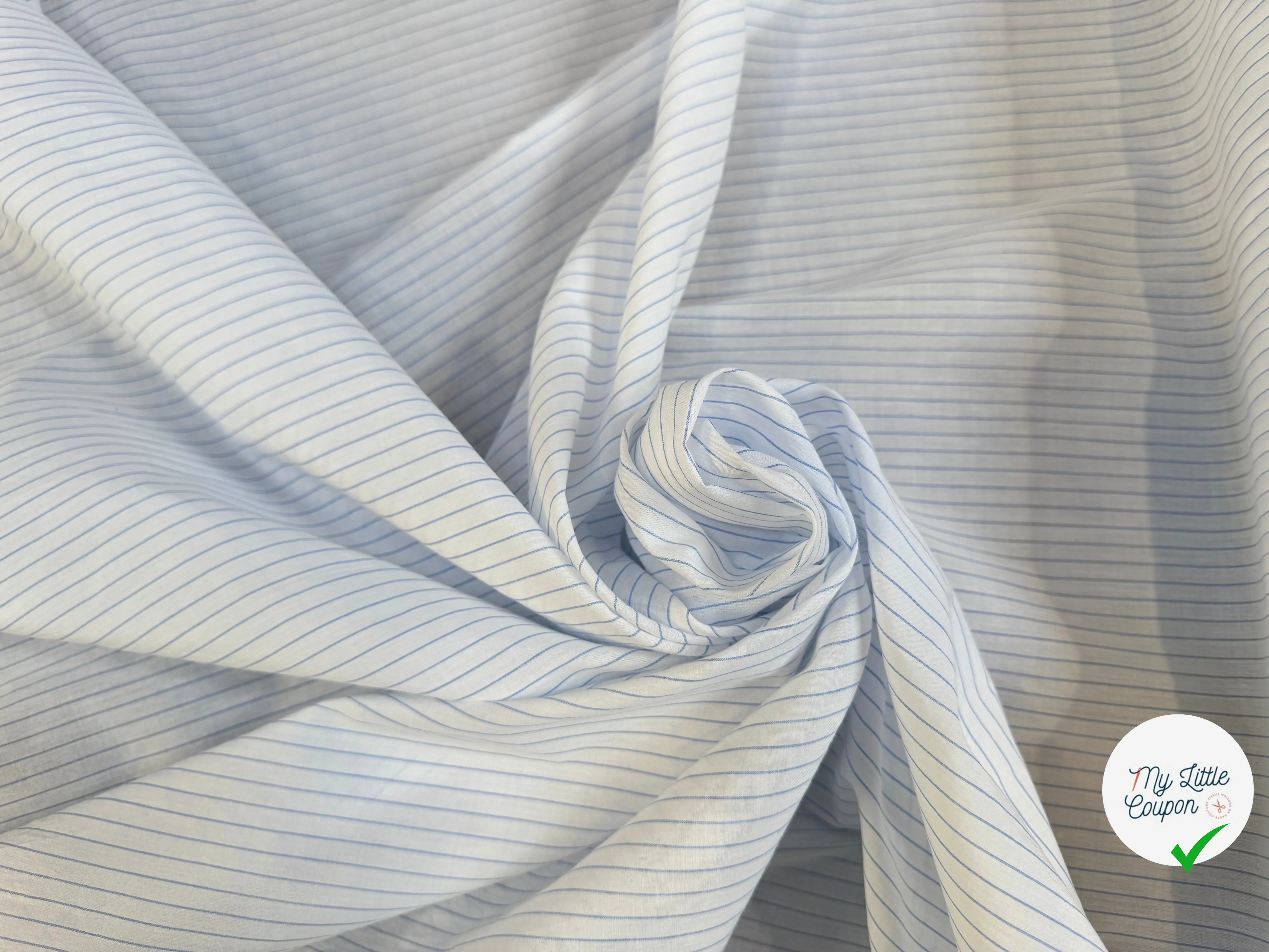 TISSU VOILE IMPRIMÉ RAYURES BLEUES - My Little Coupon
