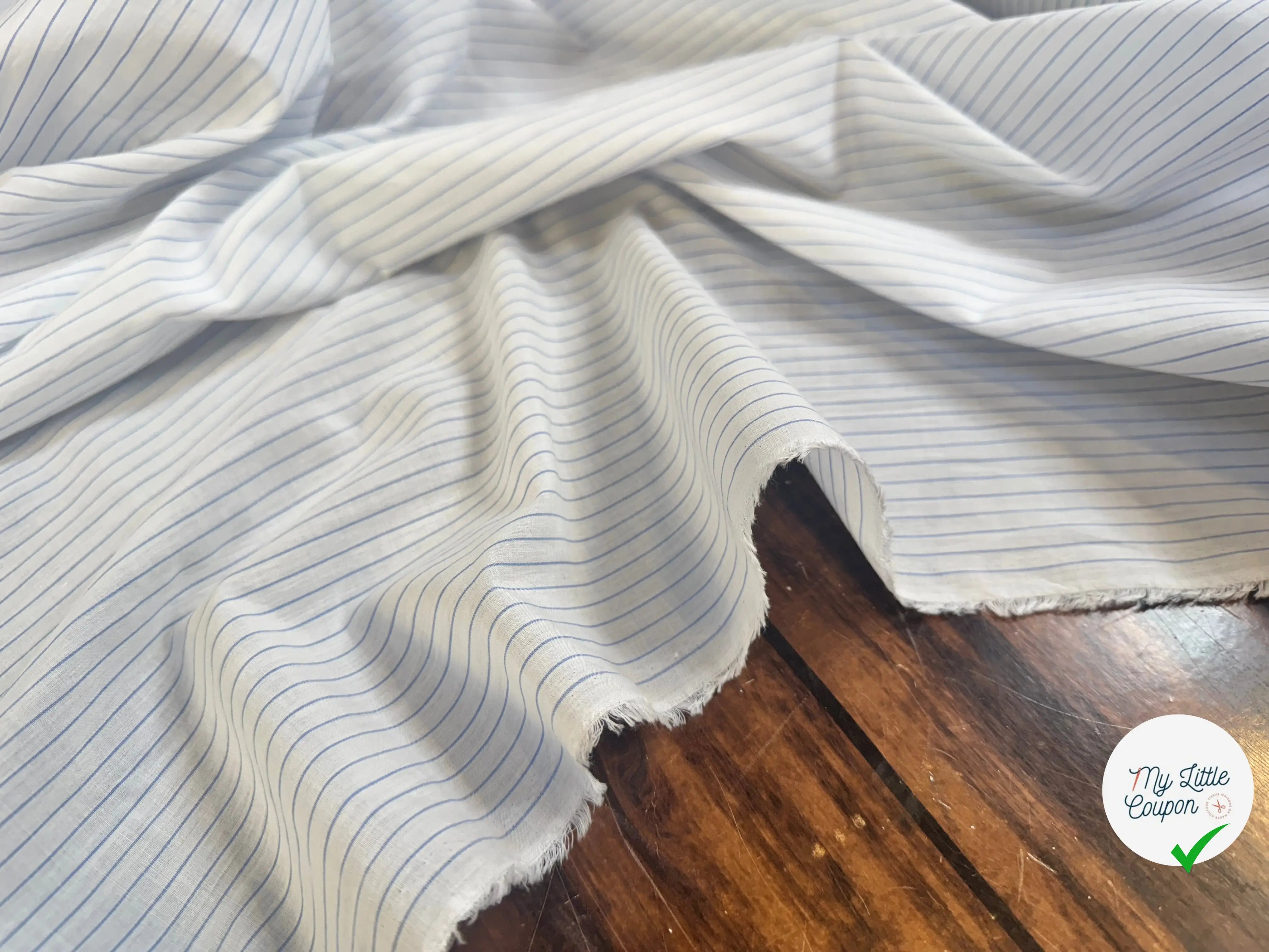 TISSU VOILE IMPRIMÉ RAYURES BLEUES - My Little Coupon