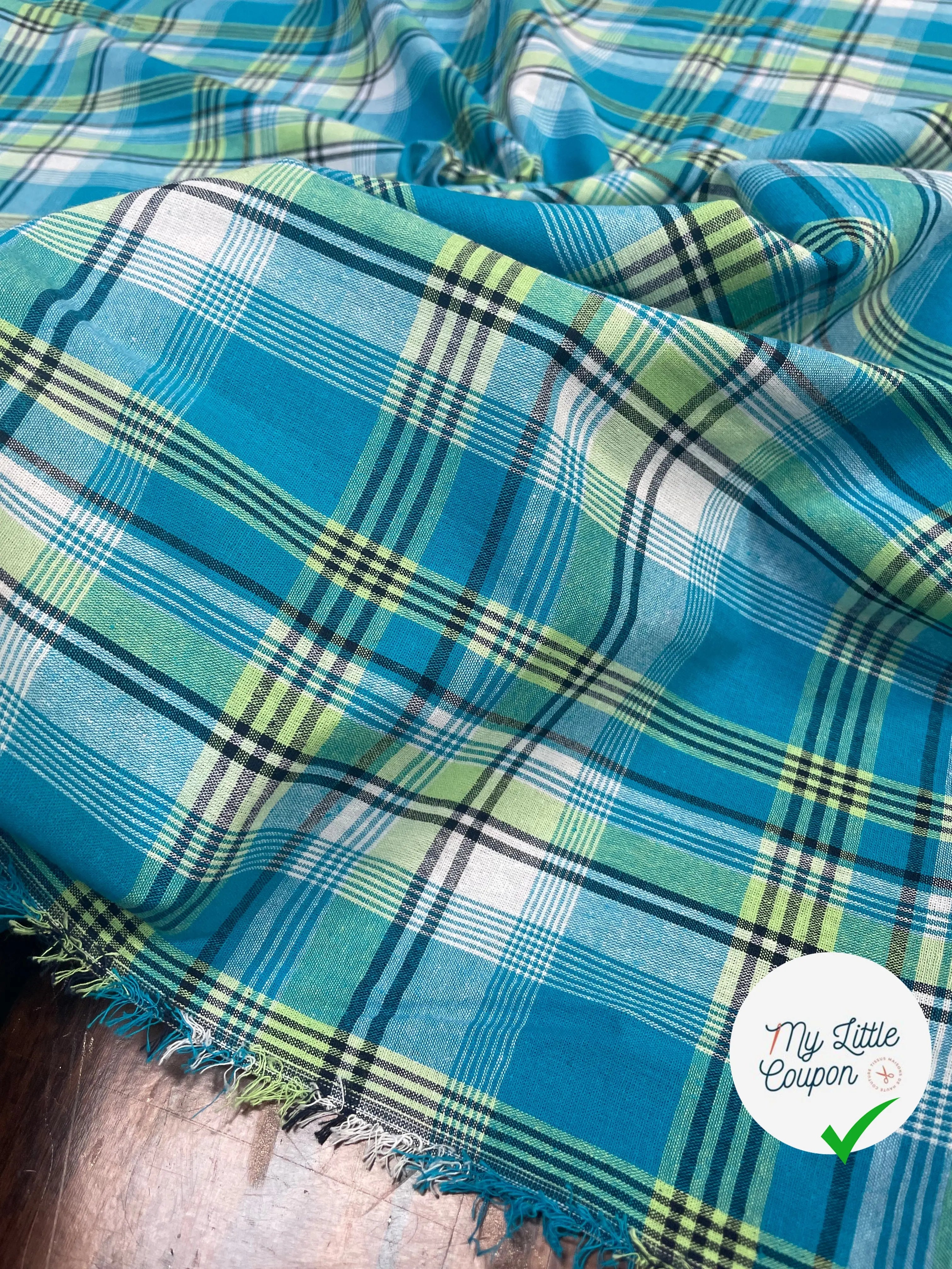 TISSUS MADRAS CARREAUX BLEU - My Little Coupon