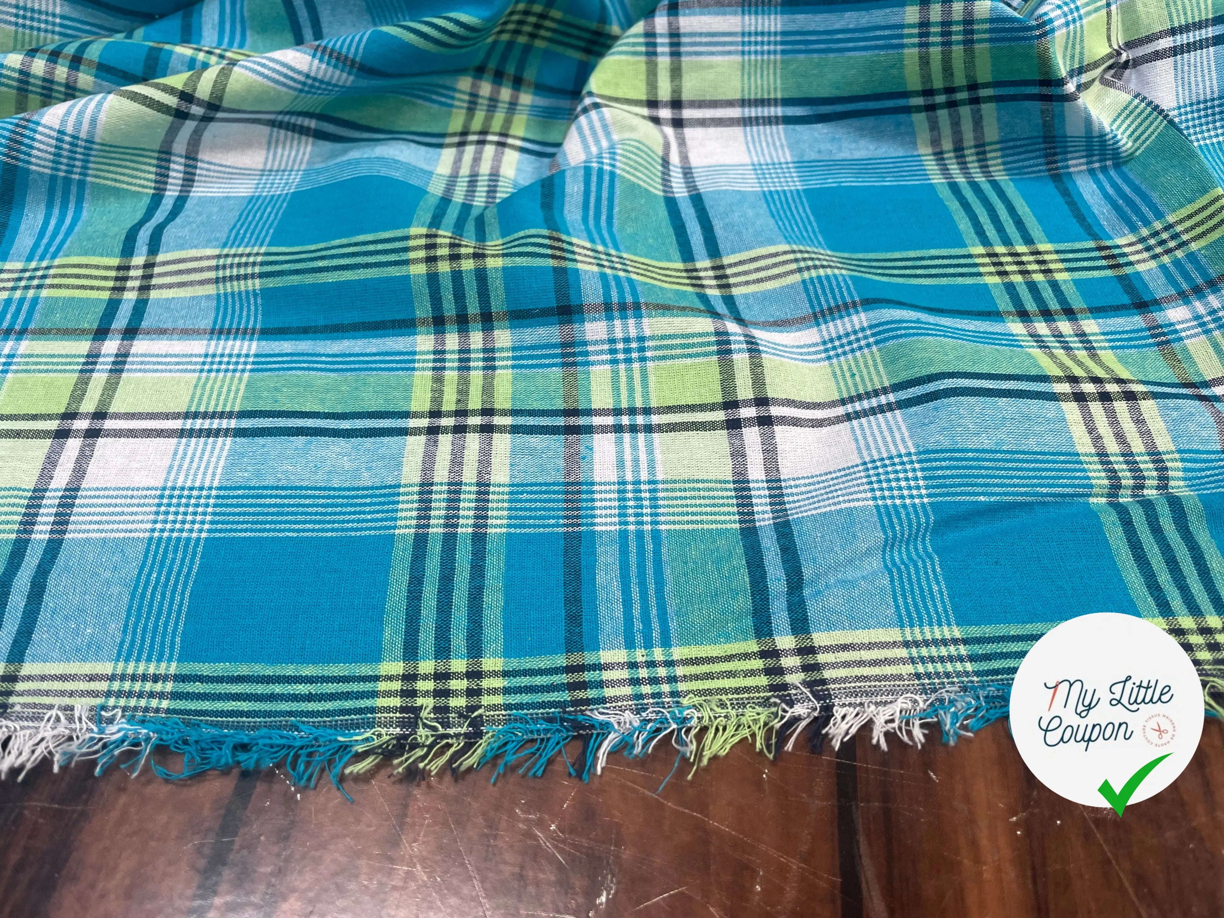 TISSUS MADRAS CARREAUX BLEU - My Little Coupon