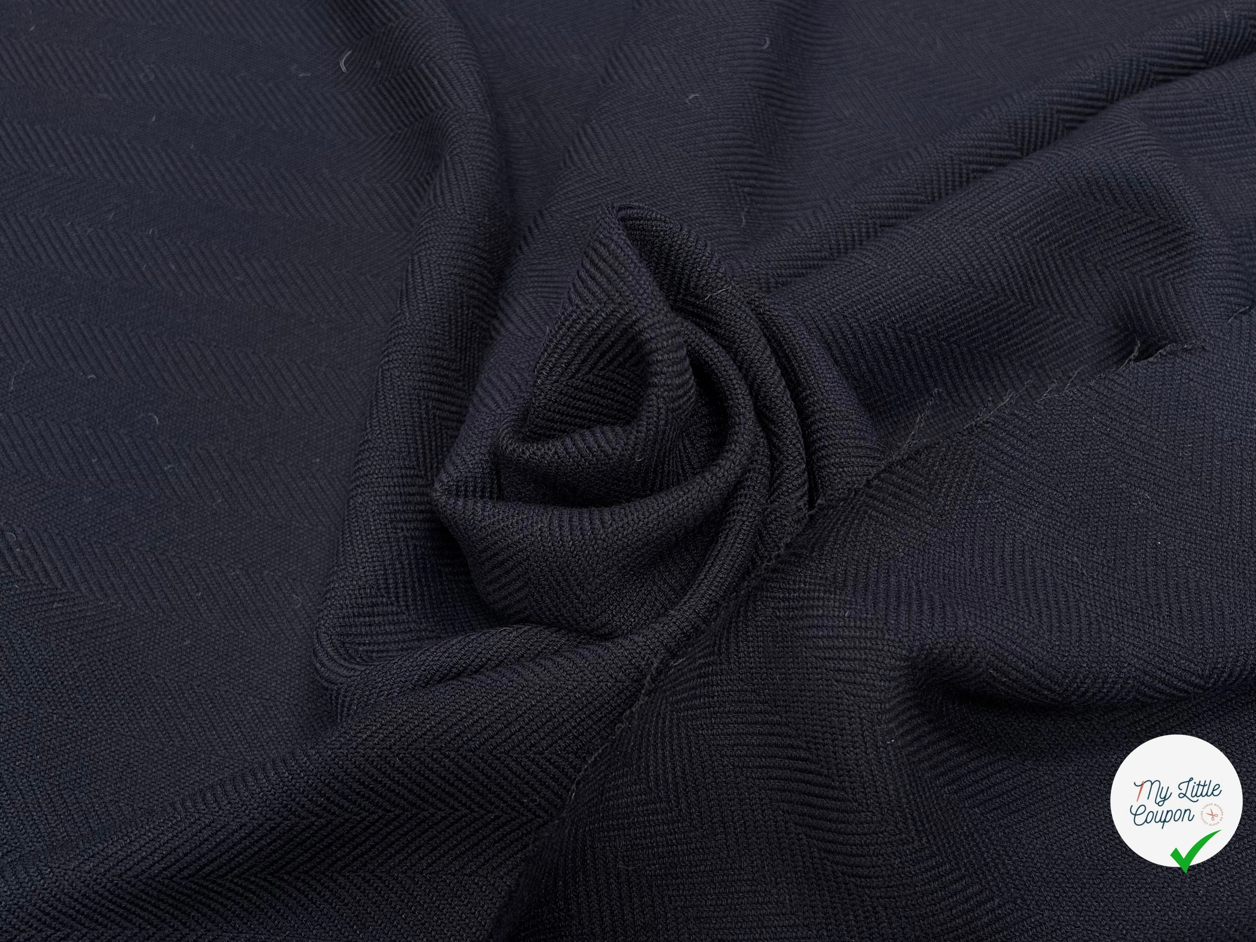 TOILE CHEVRON VISCOSE BLEU NUIT LEGEREMENT STRECH - My Little Coupon
