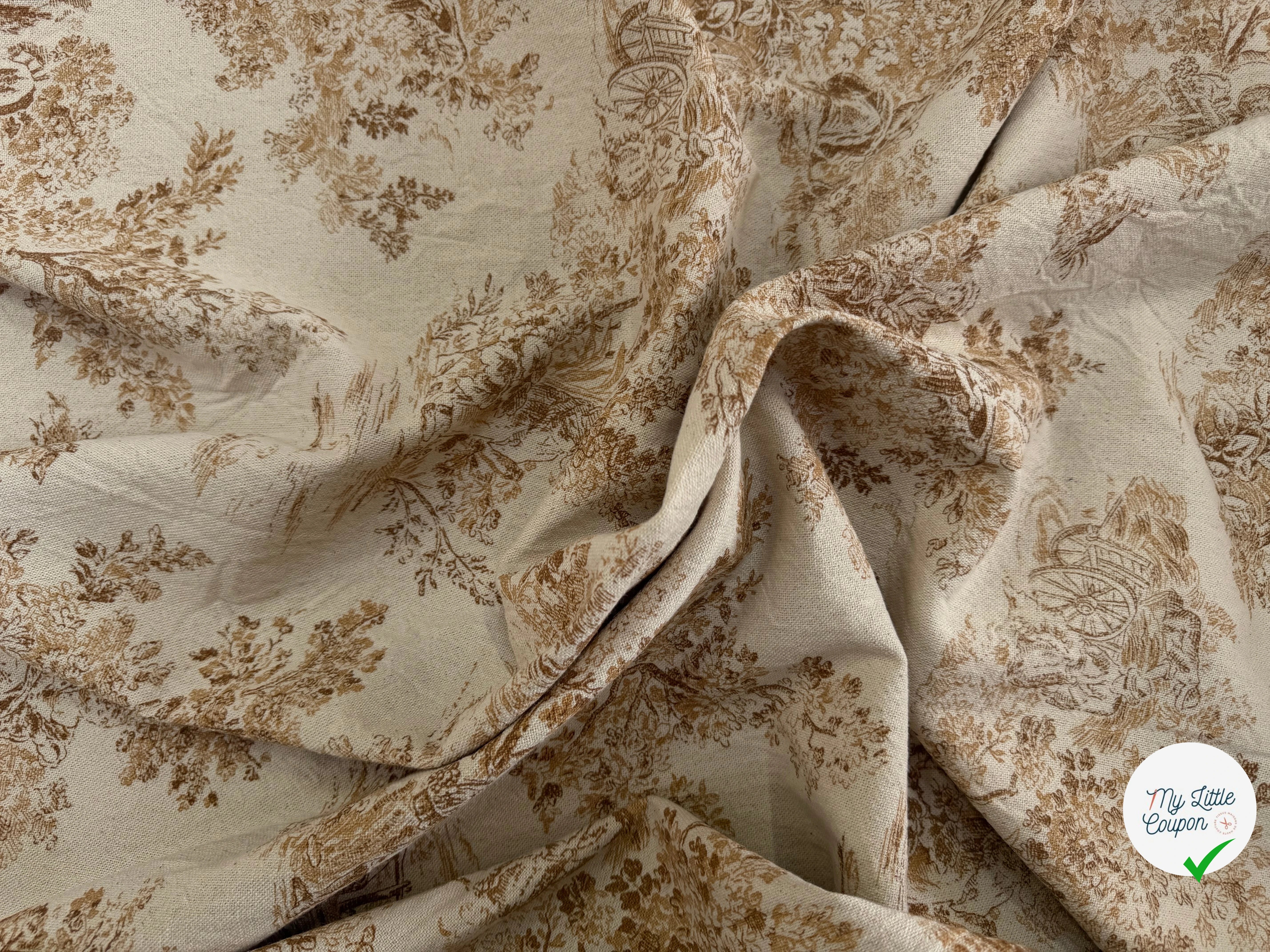 TOILE COTON GABRIELLE EFFET LIN PEANUT - My Little Coupon