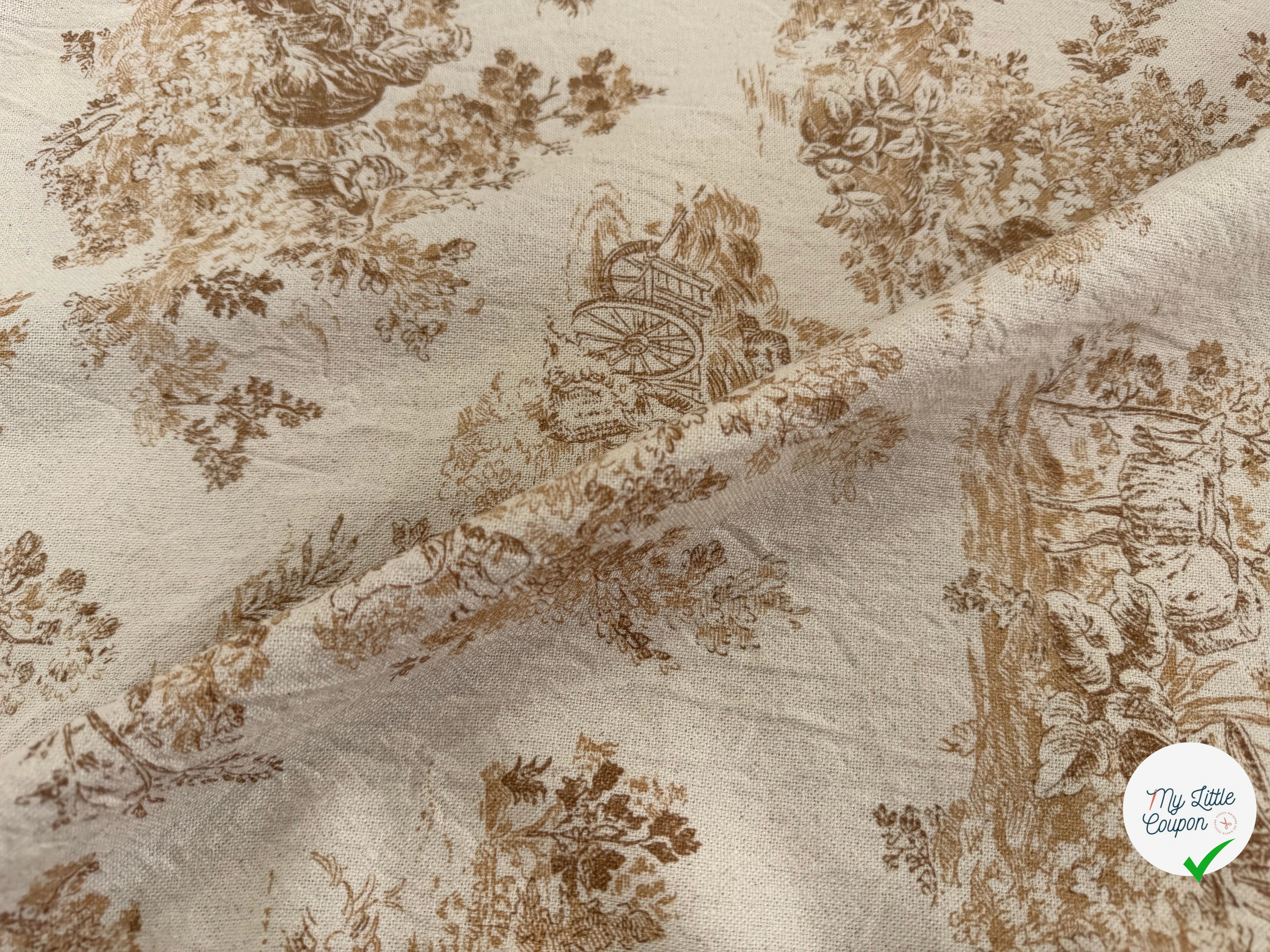 TOILE COTON GABRIELLE EFFET LIN PEANUT - My Little Coupon