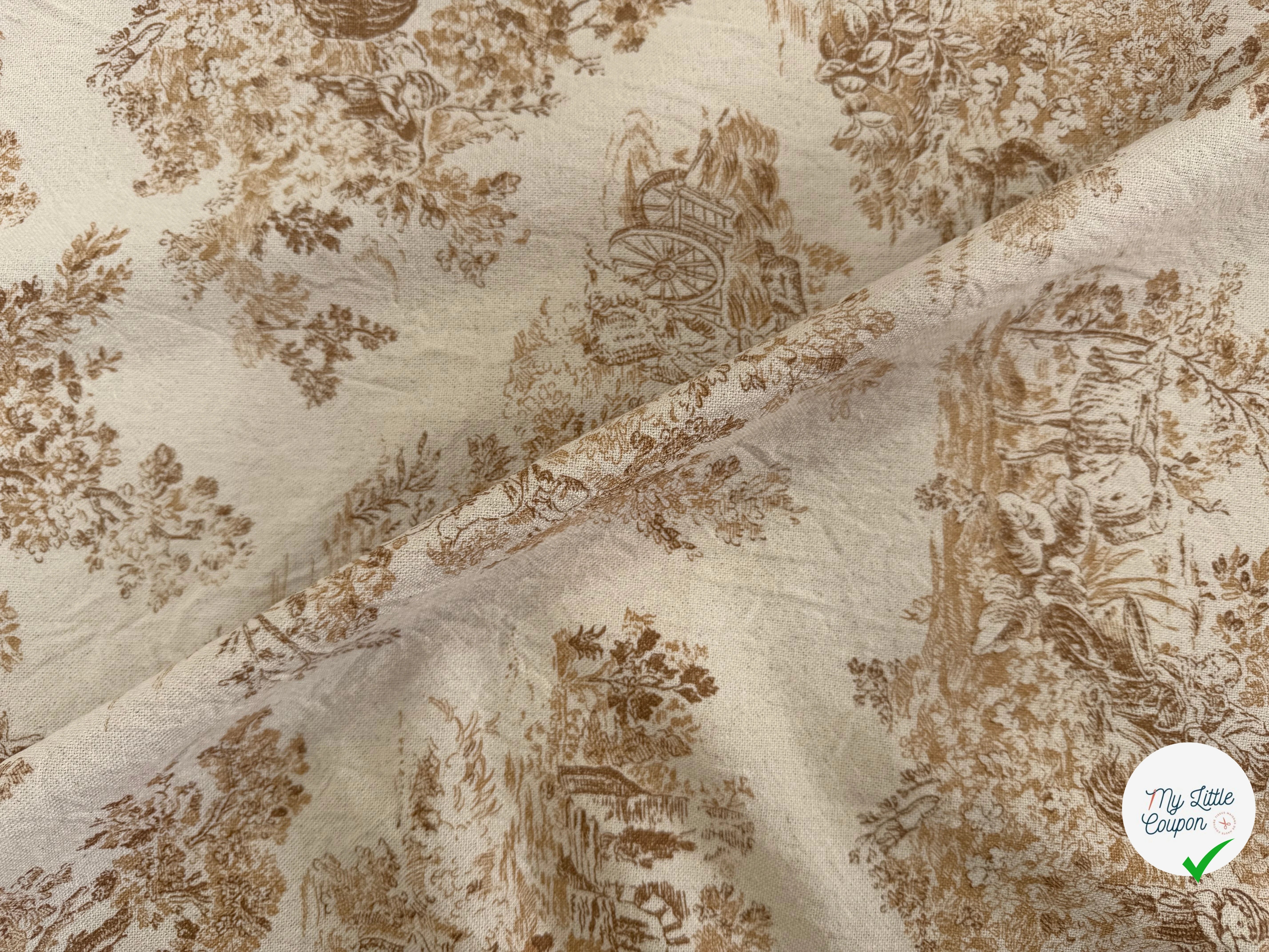 TOILE COTON GABRIELLE EFFET LIN PEANUT - My Little Coupon