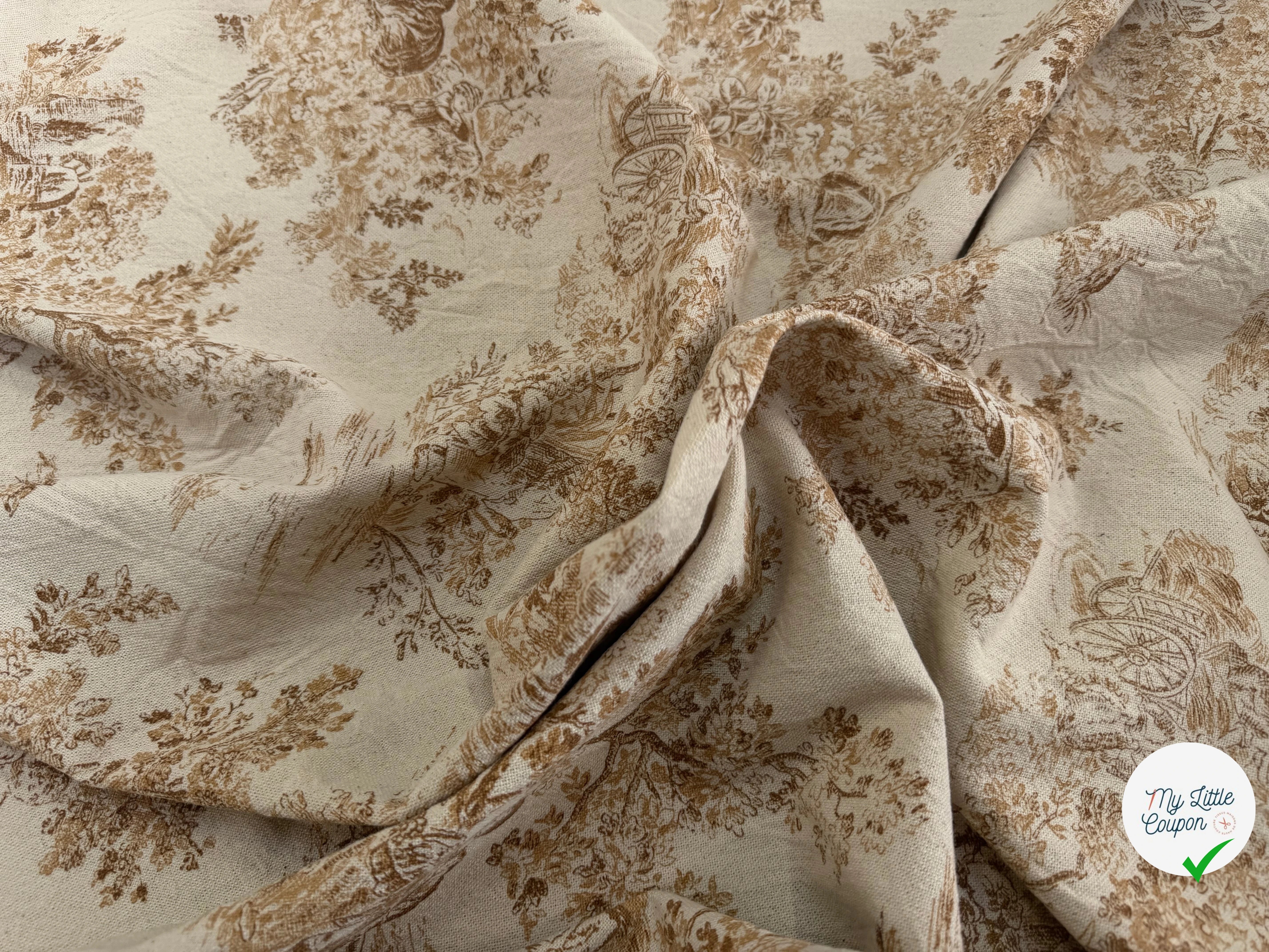 TOILE COTON GABRIELLE EFFET LIN PEANUT - My Little Coupon