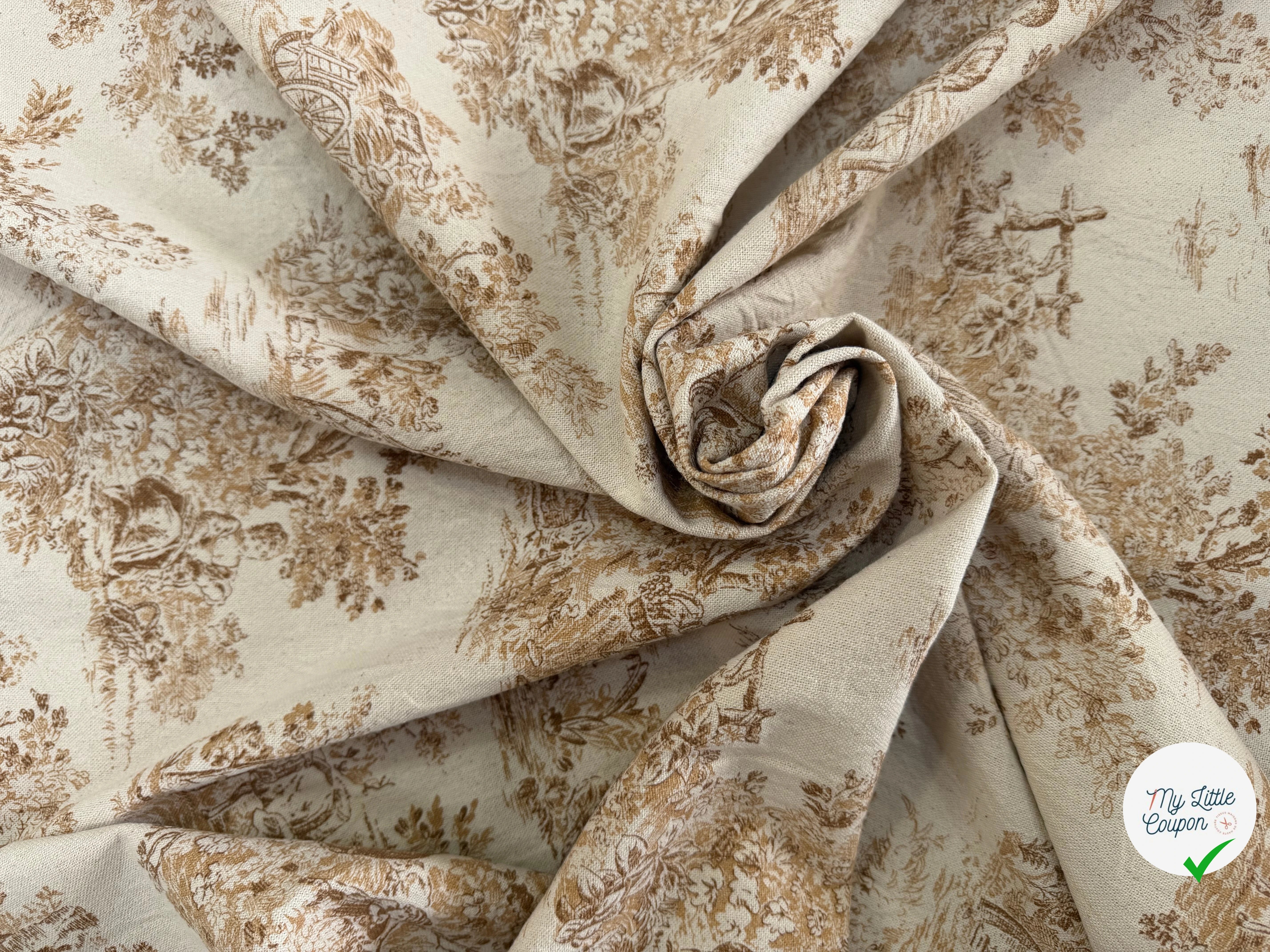 TOILE COTON GABRIELLE EFFET LIN PEANUT - My Little Coupon