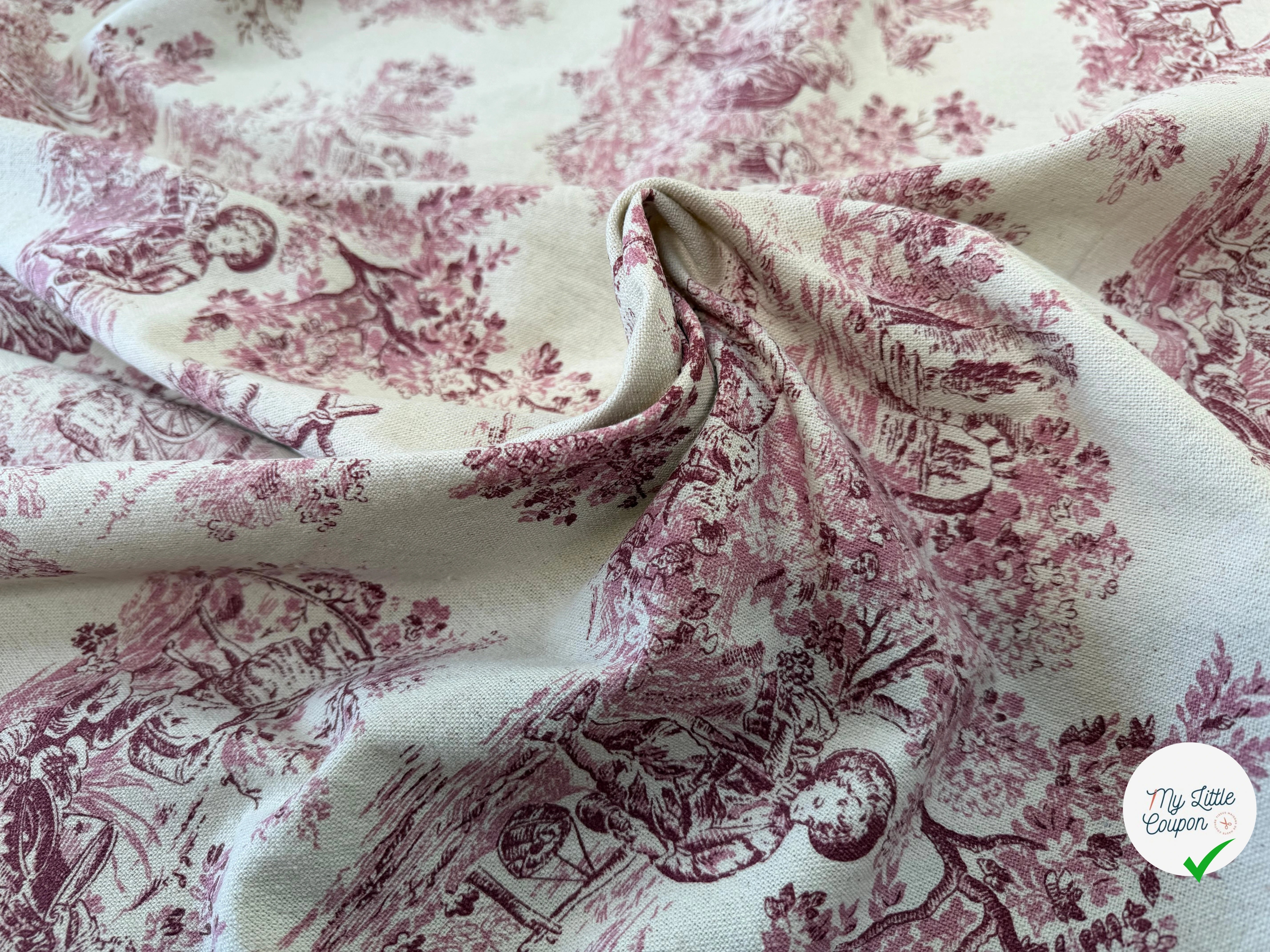 TOILE COTON GABRIELLE EFFET LIN ROUGE - My Little Coupon