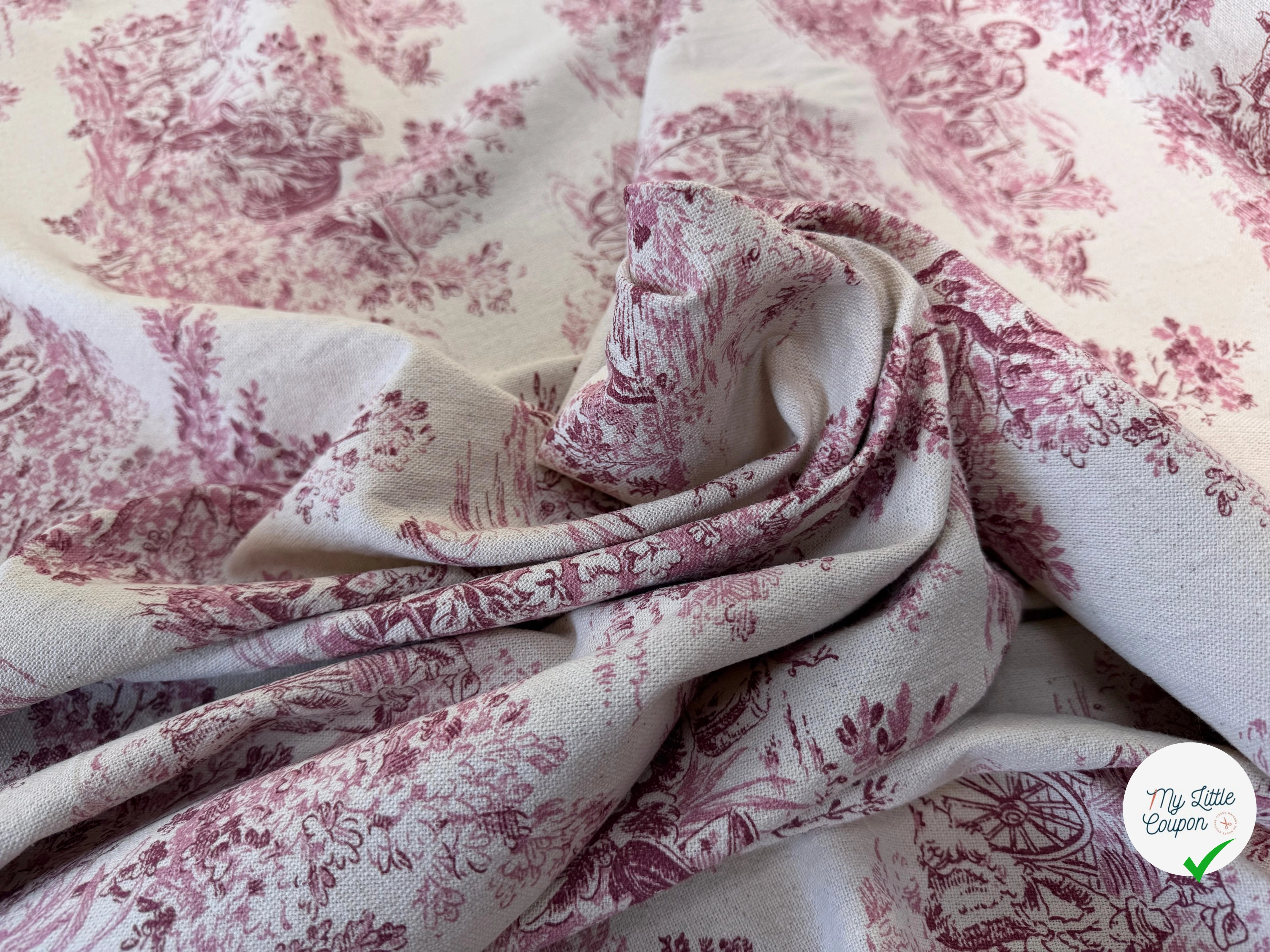 TOILE COTON GABRIELLE EFFET LIN ROUGE - My Little Coupon