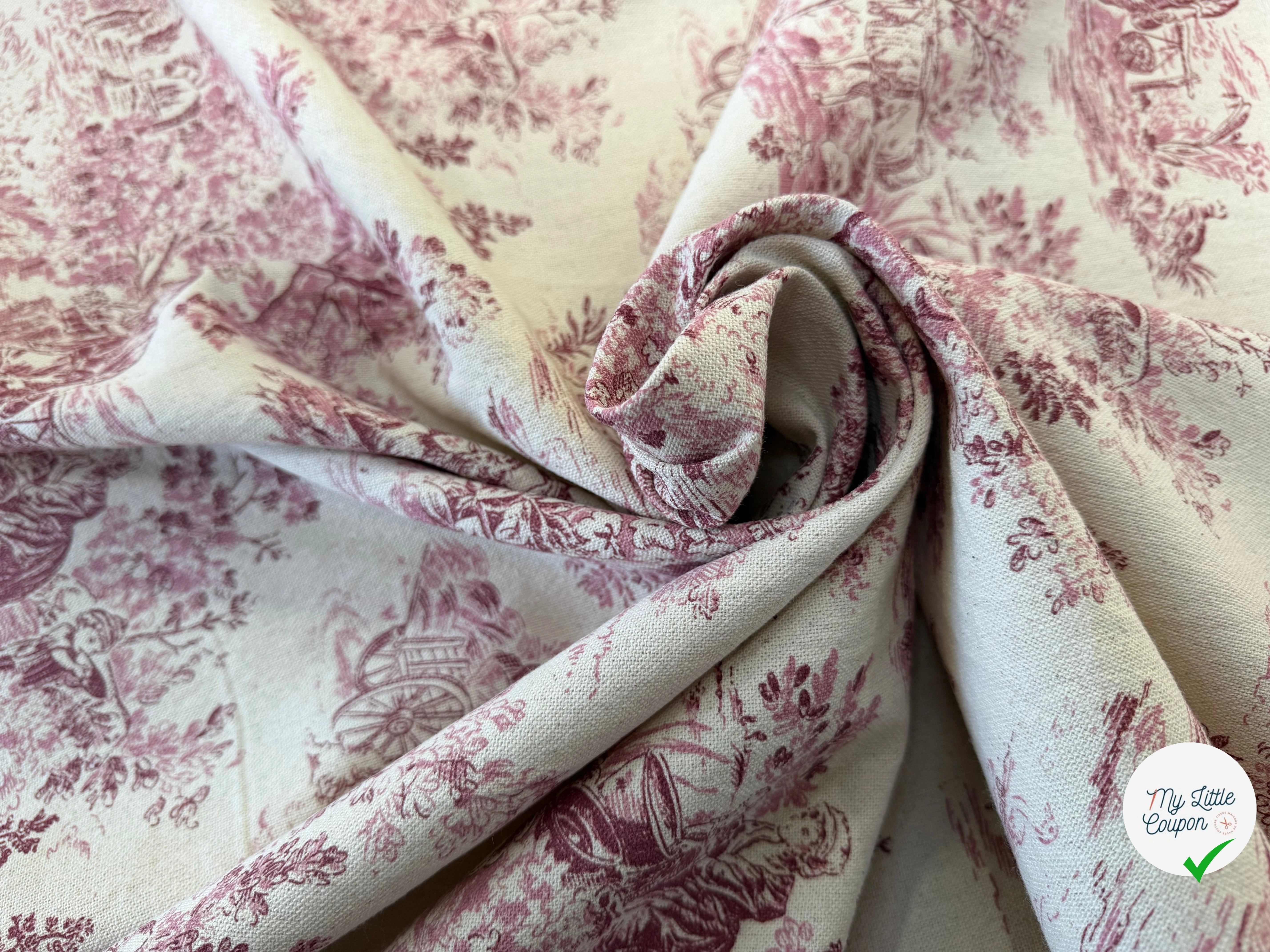 TOILE COTON GABRIELLE EFFET LIN ROUGE - My Little Coupon
