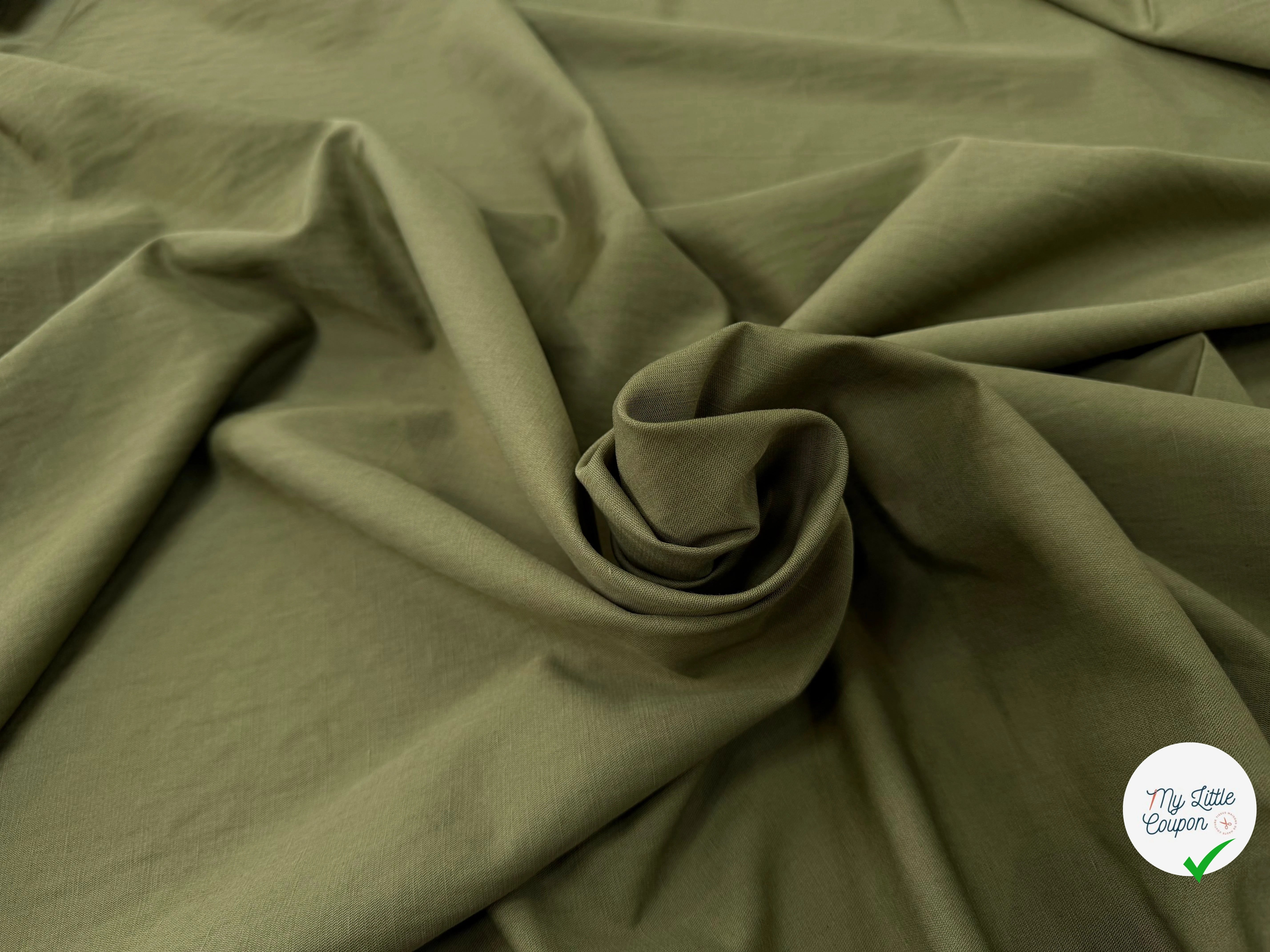 TOILE COTON LIN VERT OLIVE KAKI SUPERBE TENUE - My Little Coupon