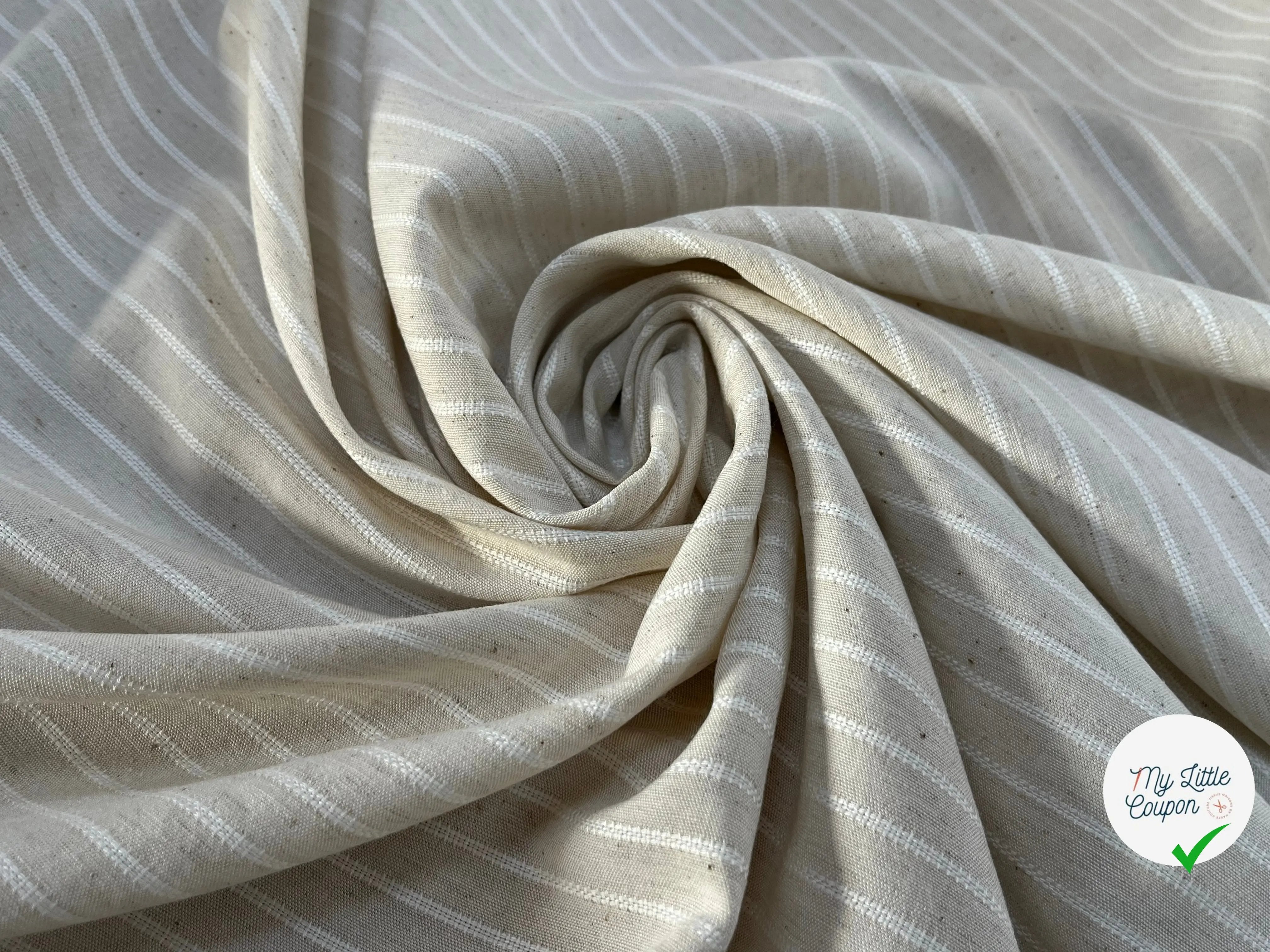 TOILE COTON VISCOSE RAYÉE BLANC CASSÉ 10% LIN - My Little Coupon