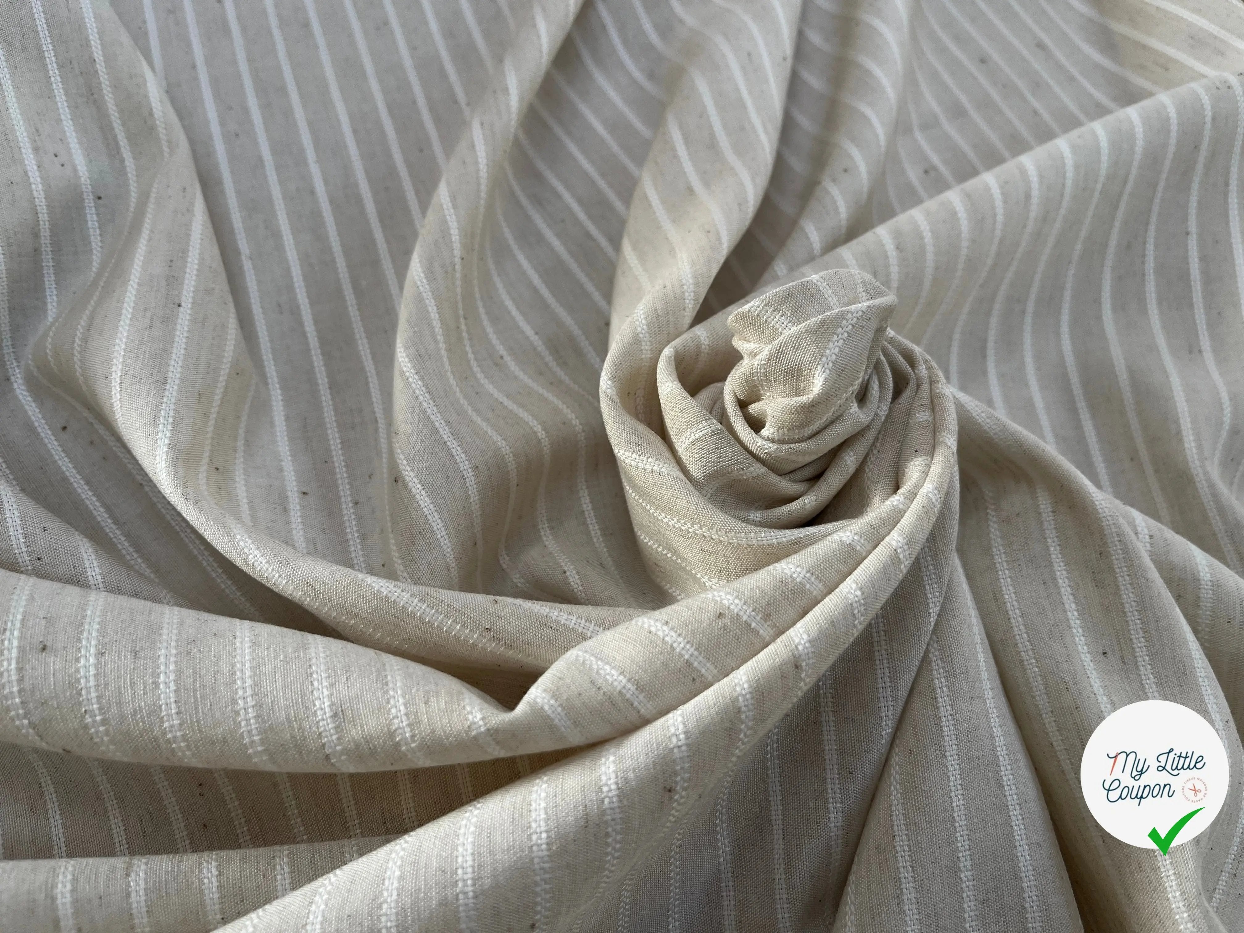 TOILE COTON VISCOSE RAYÉE BLANC CASSÉ 10% LIN - My Little Coupon