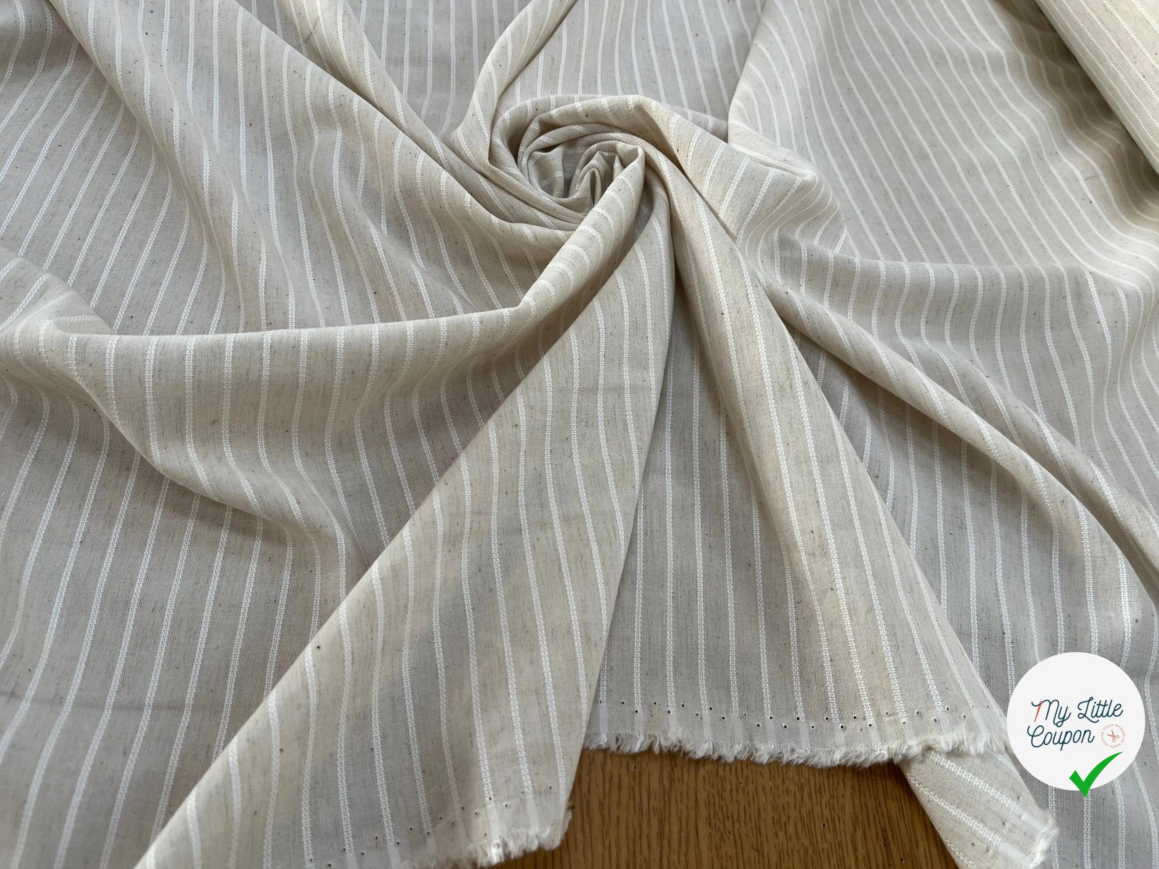 TOILE COTON VISCOSE RAYÉE BLANC CASSÉ 10% LIN - My Little Coupon