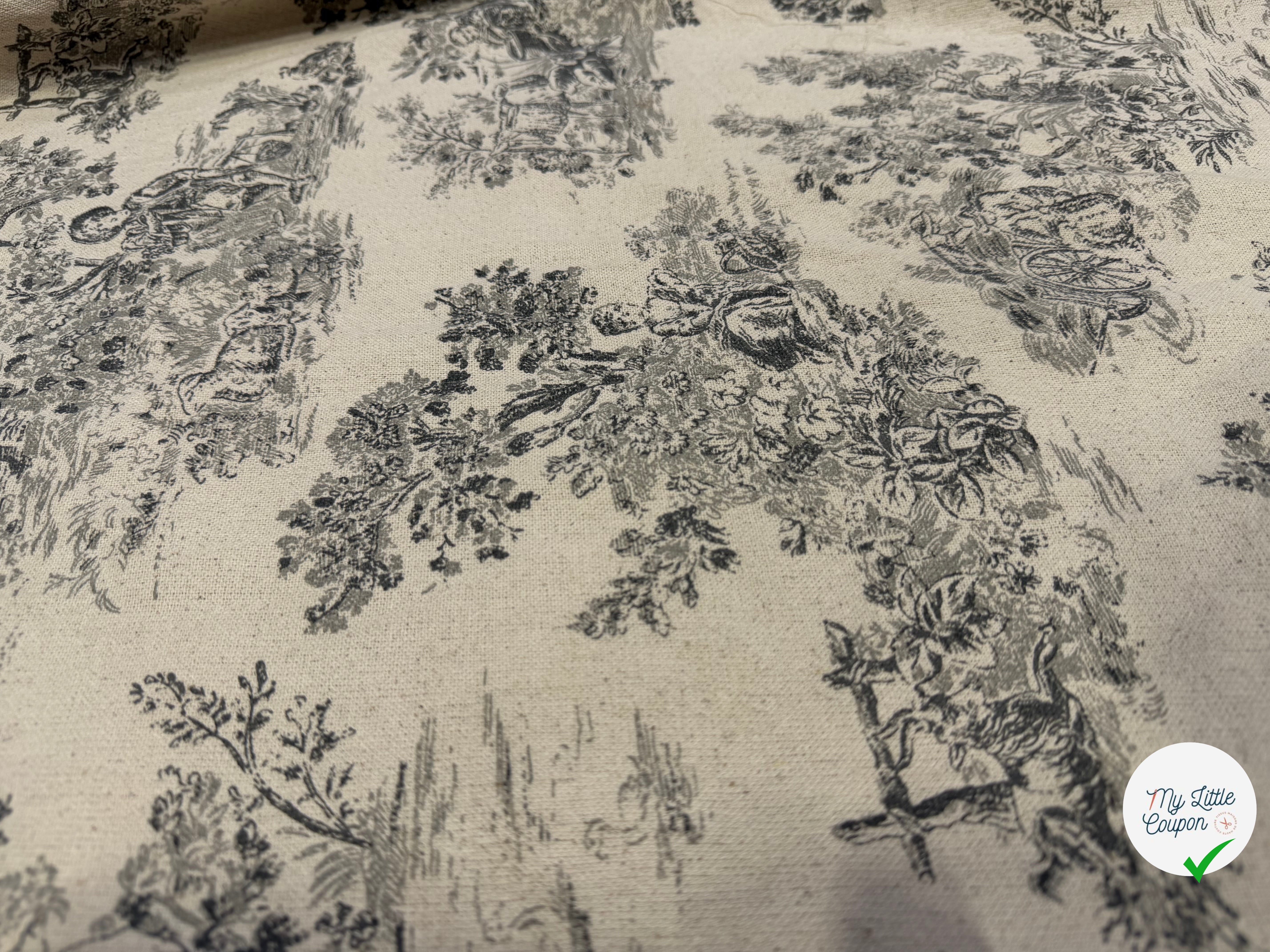 TOILE DE COTON GABRIELLE FUSAIN EFFET LIN 150 CM - My Little Coupon