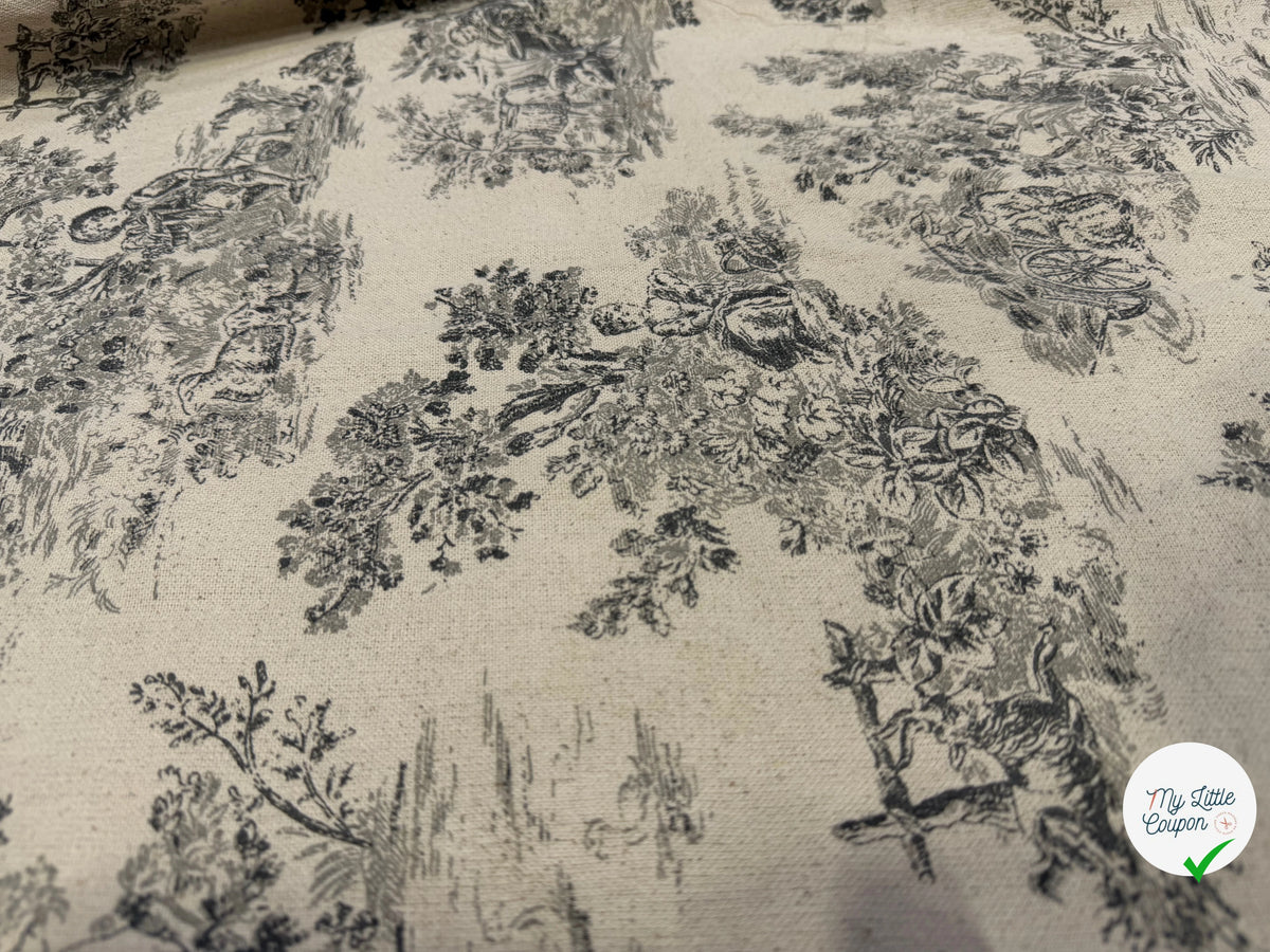 TOILE DE COTON GABRIELLE FUSAIN EFFET LIN 150 CM - My Little Coupon
