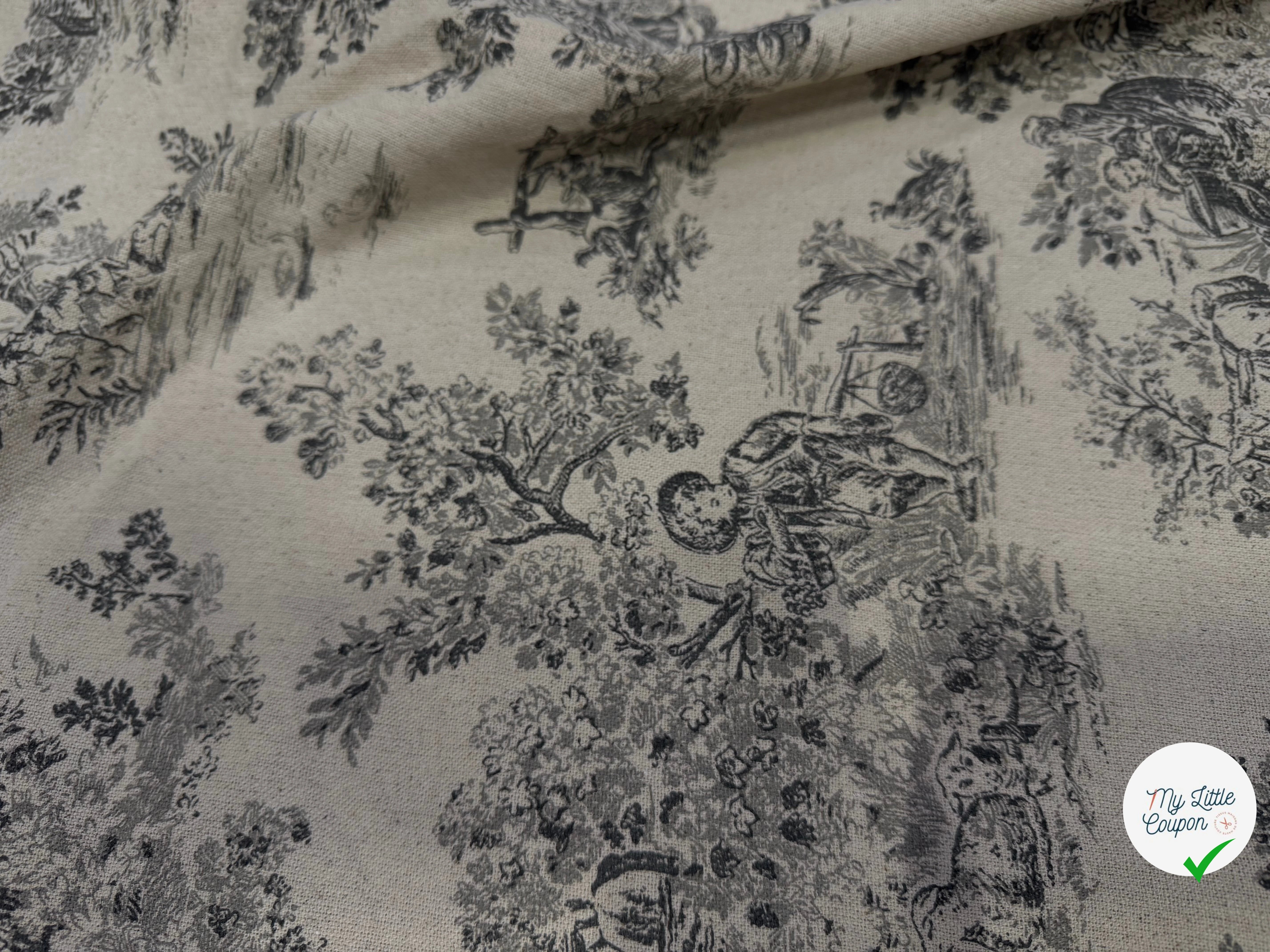 TOILE DE COTON GABRIELLE FUSAIN EFFET LIN 150 CM - My Little Coupon