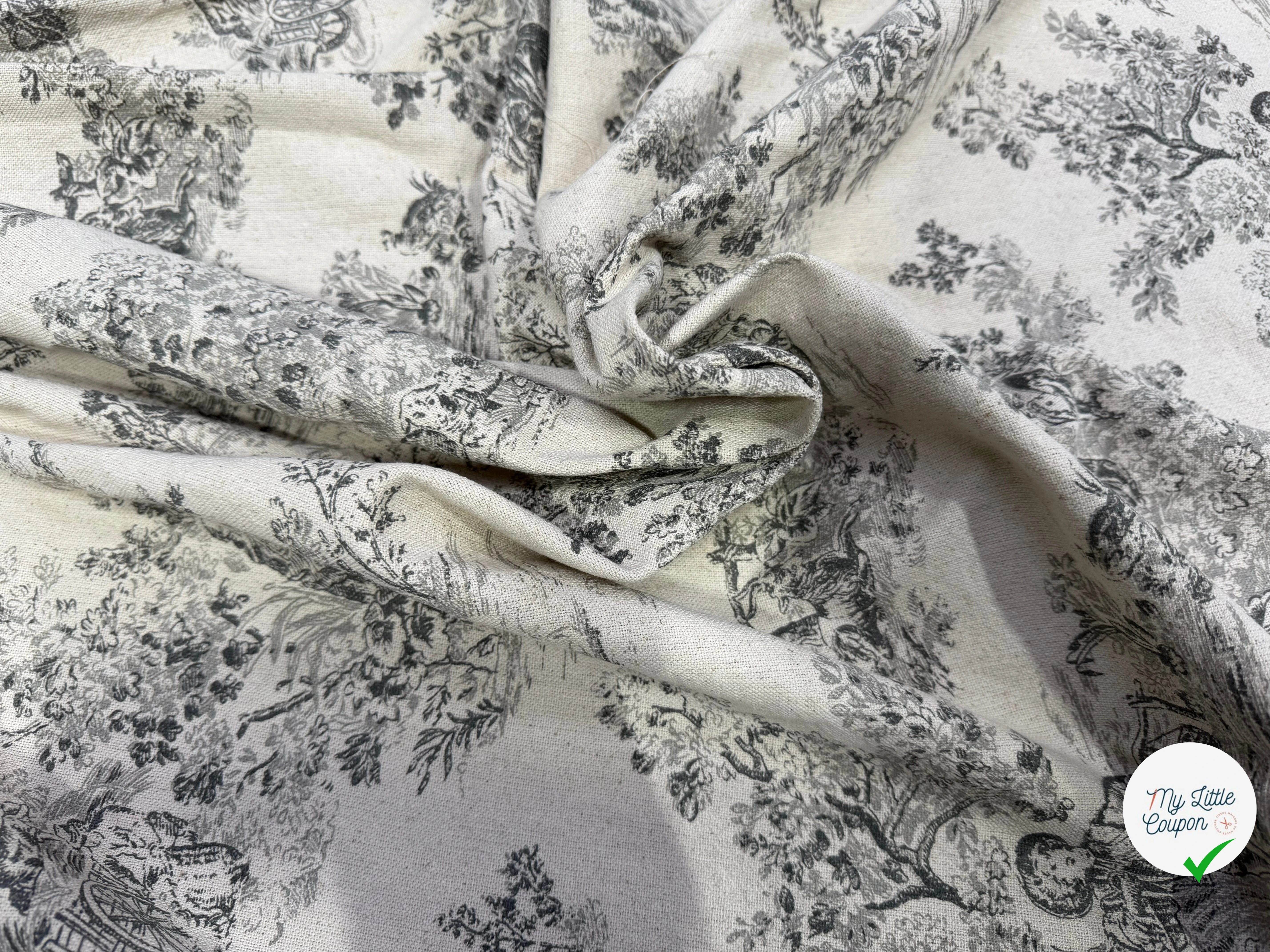 TOILE DE COTON GABRIELLE FUSAIN EFFET LIN 150 CM - My Little Coupon