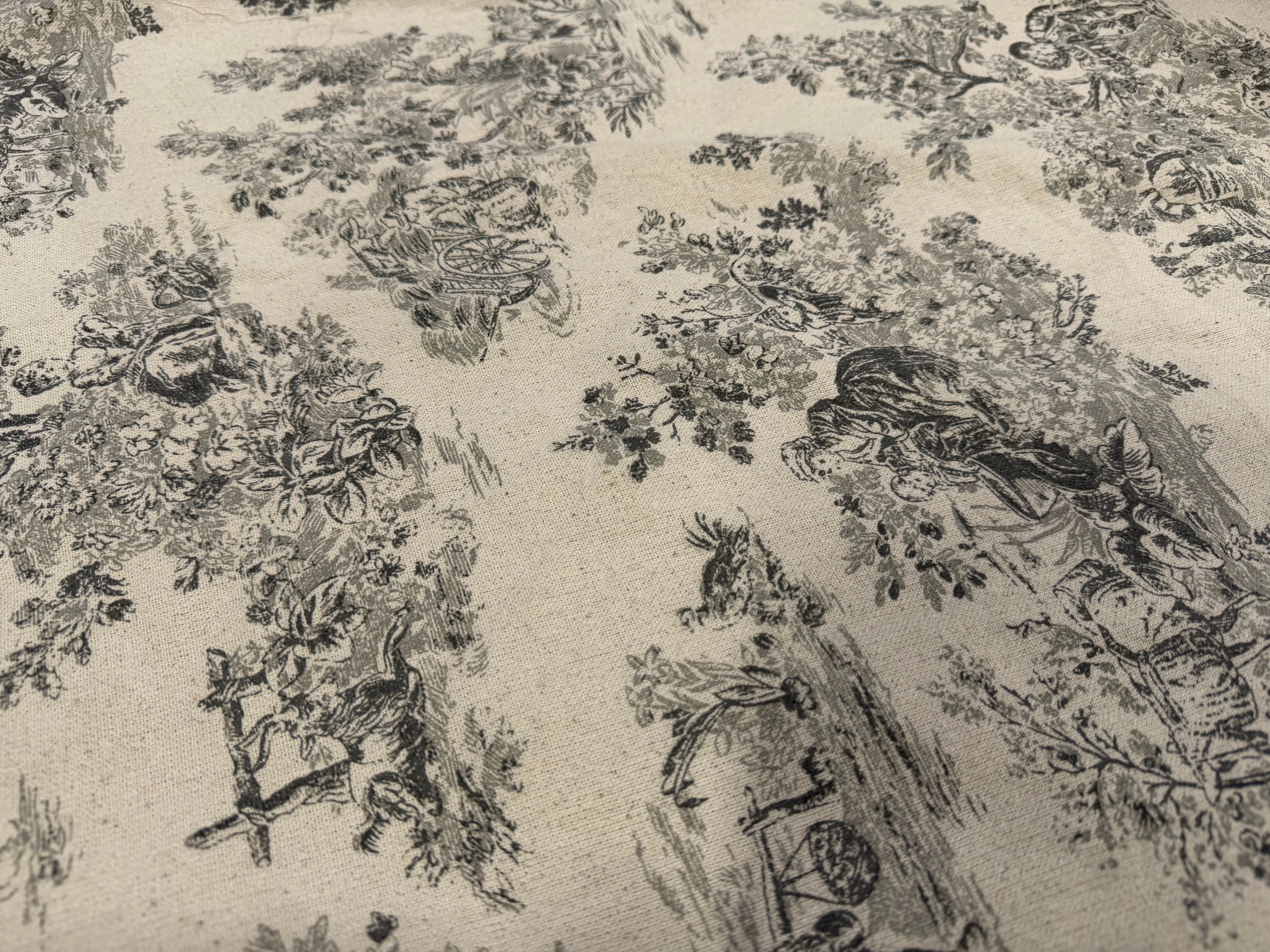 TOILE DE COTON GABRIELLE FUSAIN EFFET LIN 150 CM - My Little Coupon