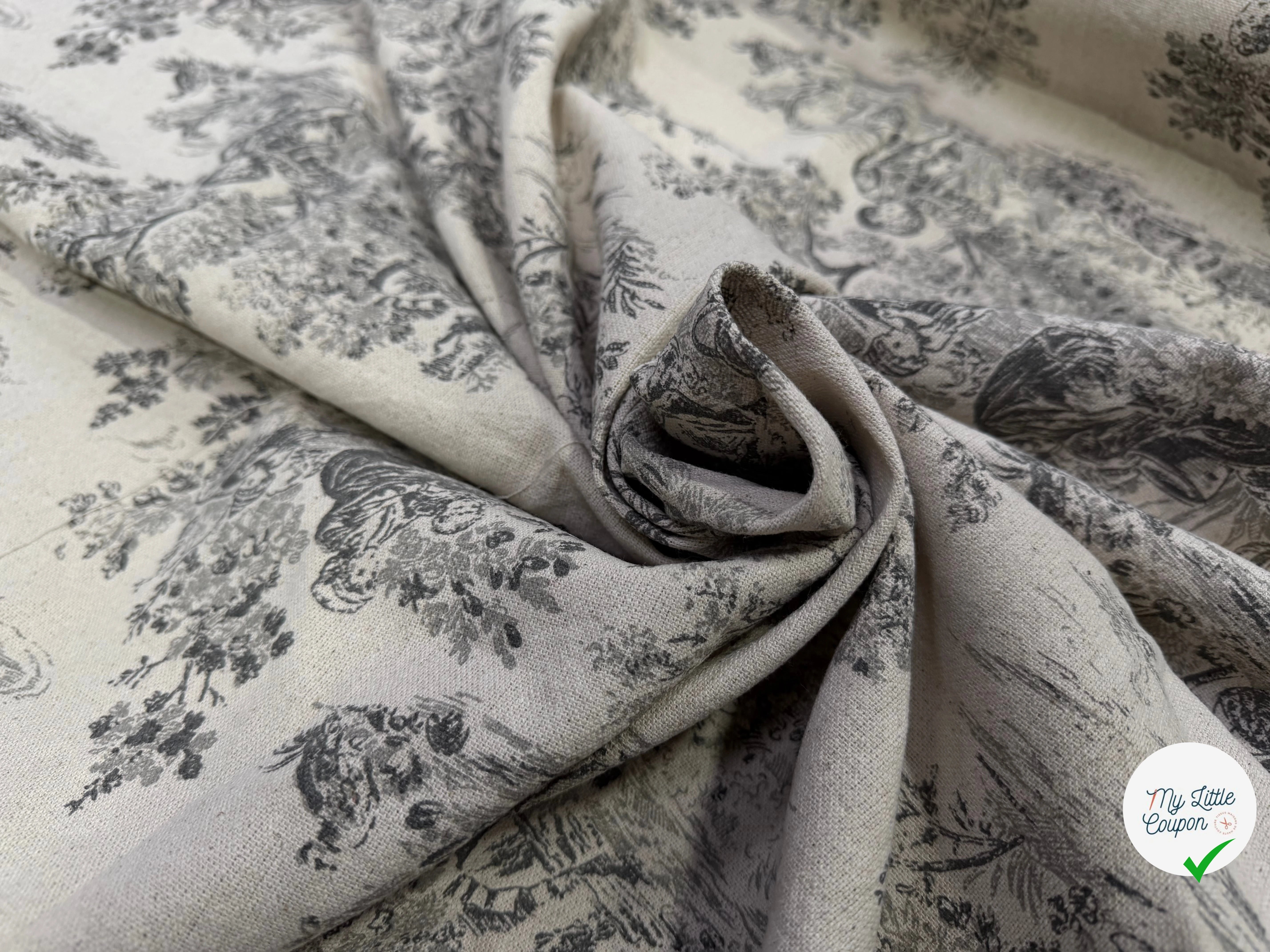 TOILE DE COTON GABRIELLE FUSAIN EFFET LIN 150 CM - My Little Coupon