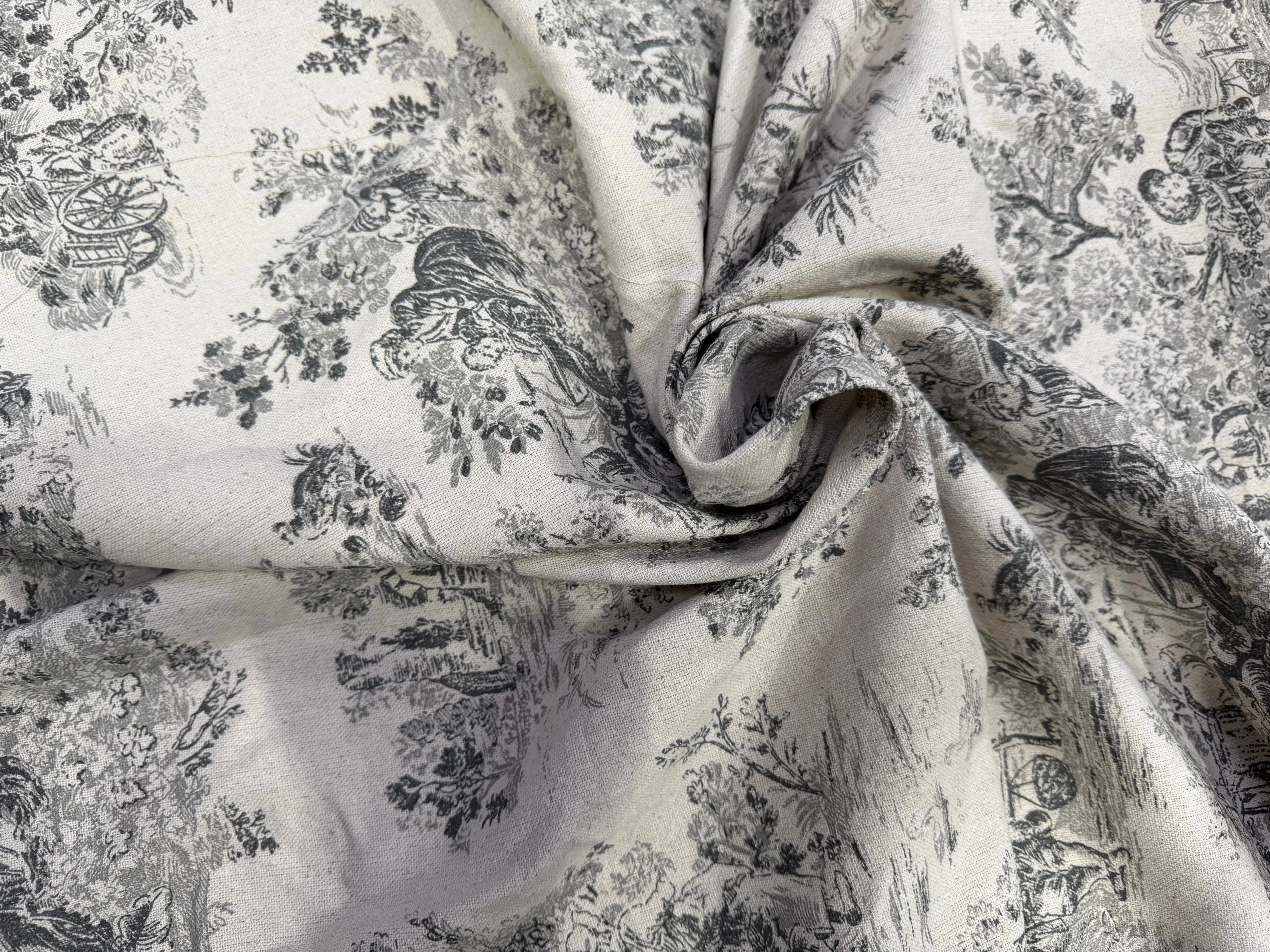 TOILE DE COTON GABRIELLE FUSAIN EFFET LIN 150 CM - My Little Coupon