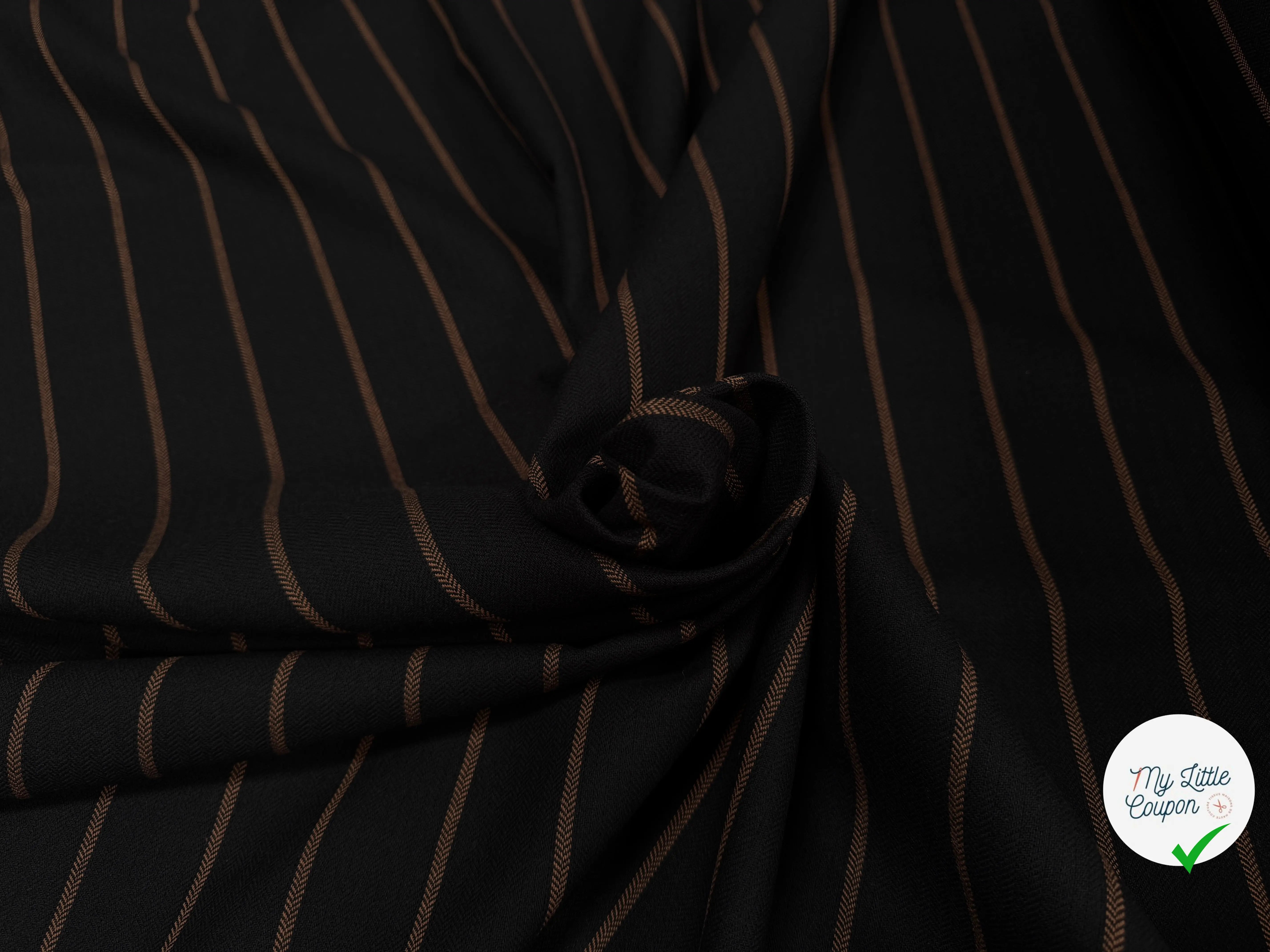 TOILE DE COTON NOIR À RAYURES MARRONS - My Little Coupon