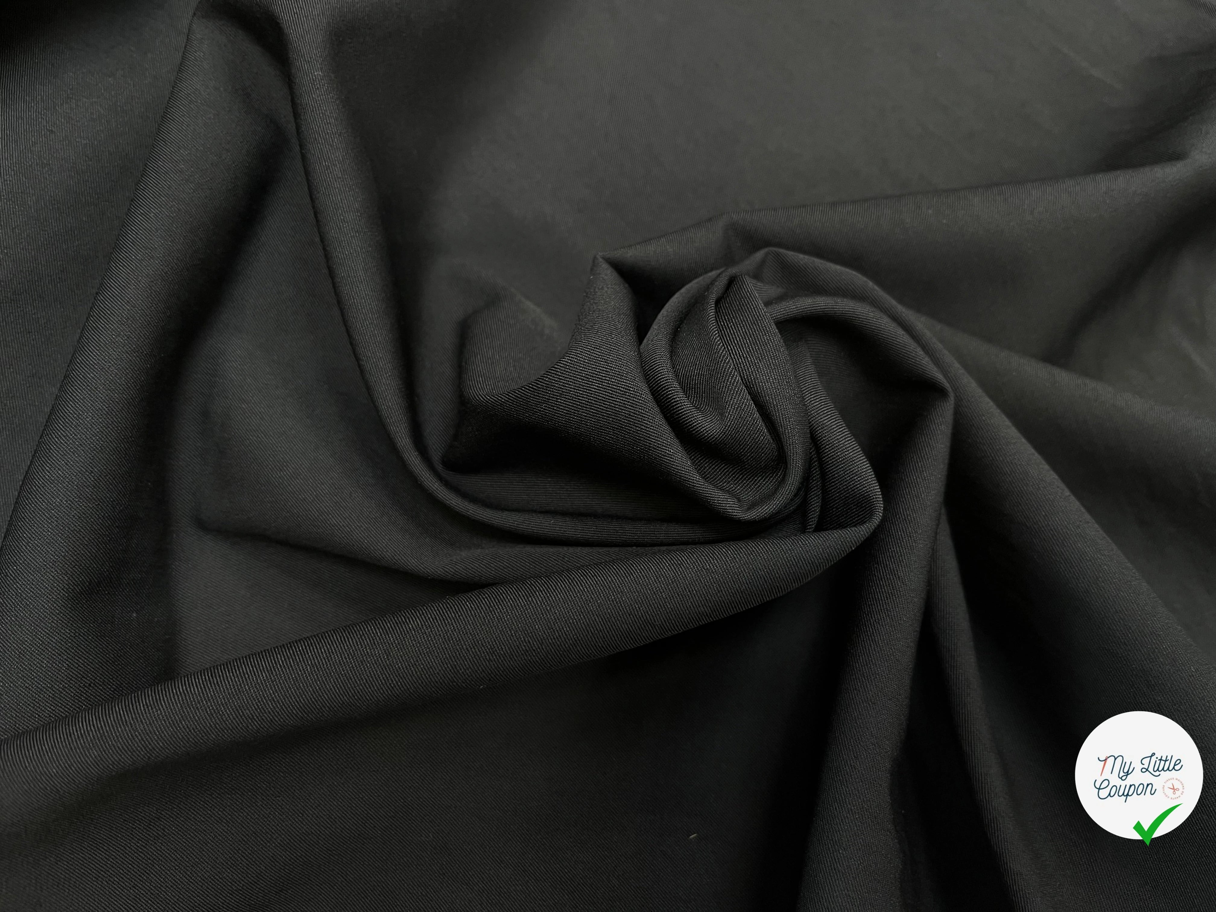 TOILE DE LAINE FINEMENT SERGÉE 95% LAINE NOIR 140CM - My Little Coupon