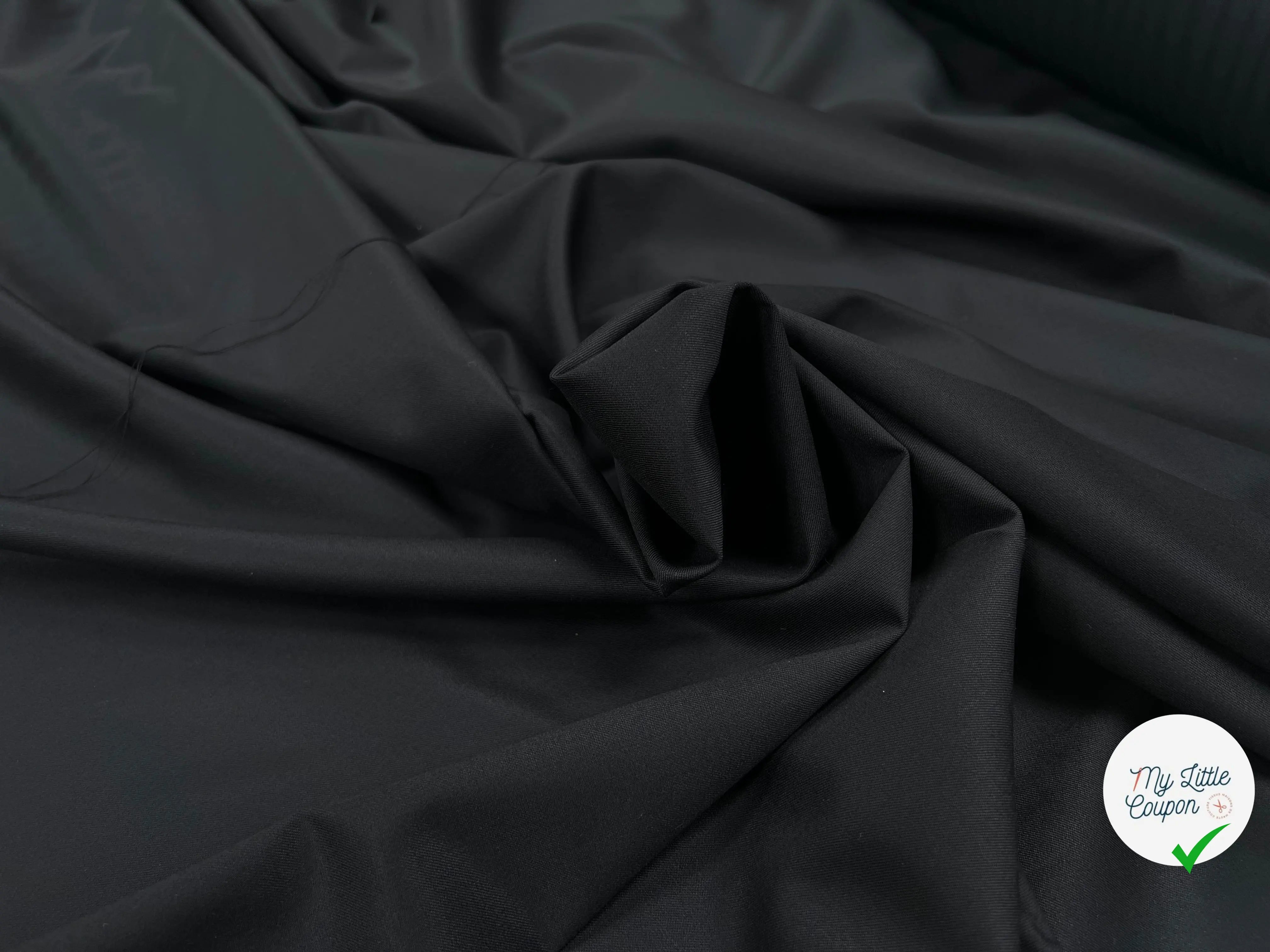 TOILE DE LAINE STRETCH NOIR UNI - My Little Coupon