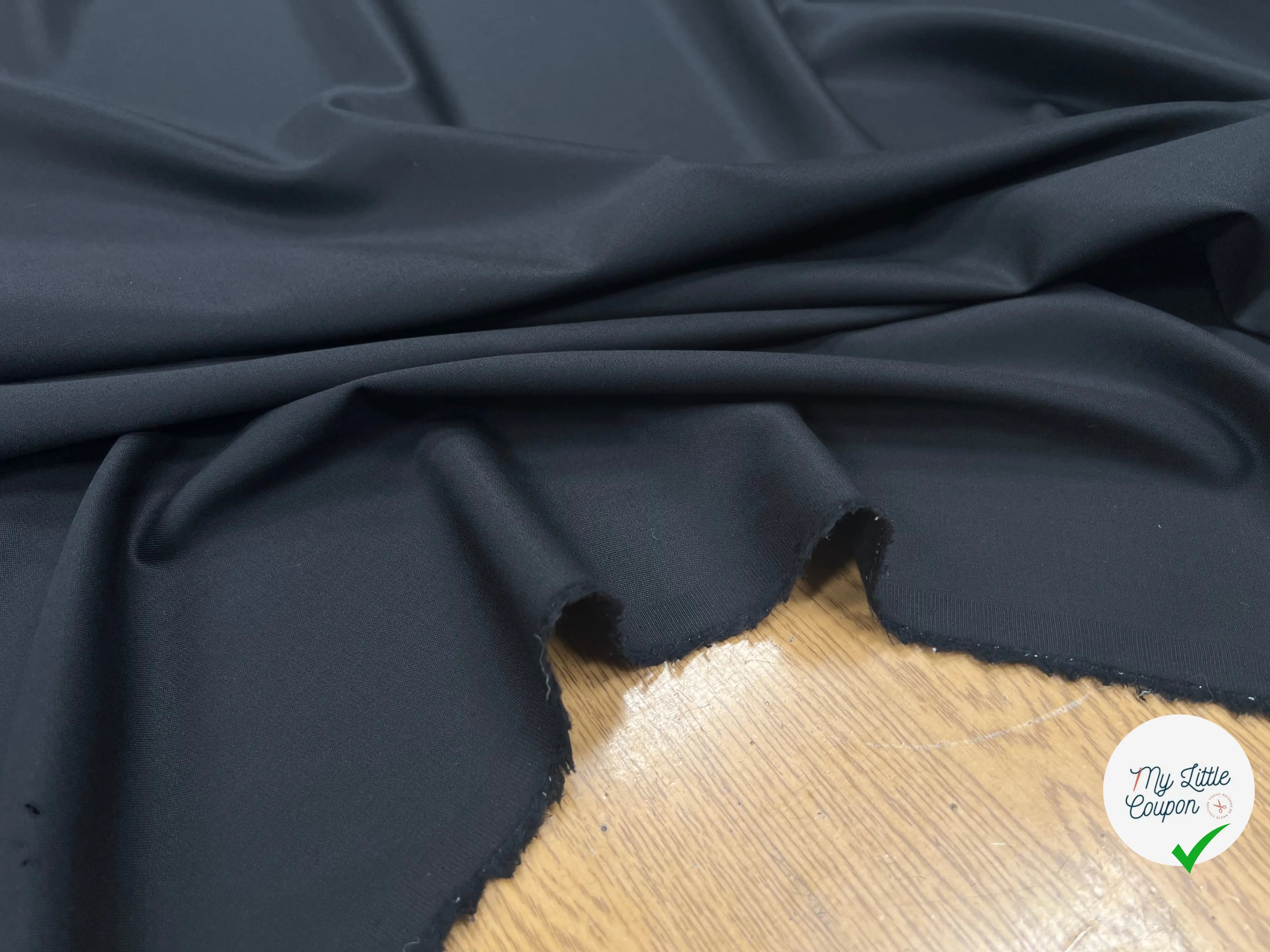 TOILE DE LAINE STRETCH NOIR UNI - My Little Coupon