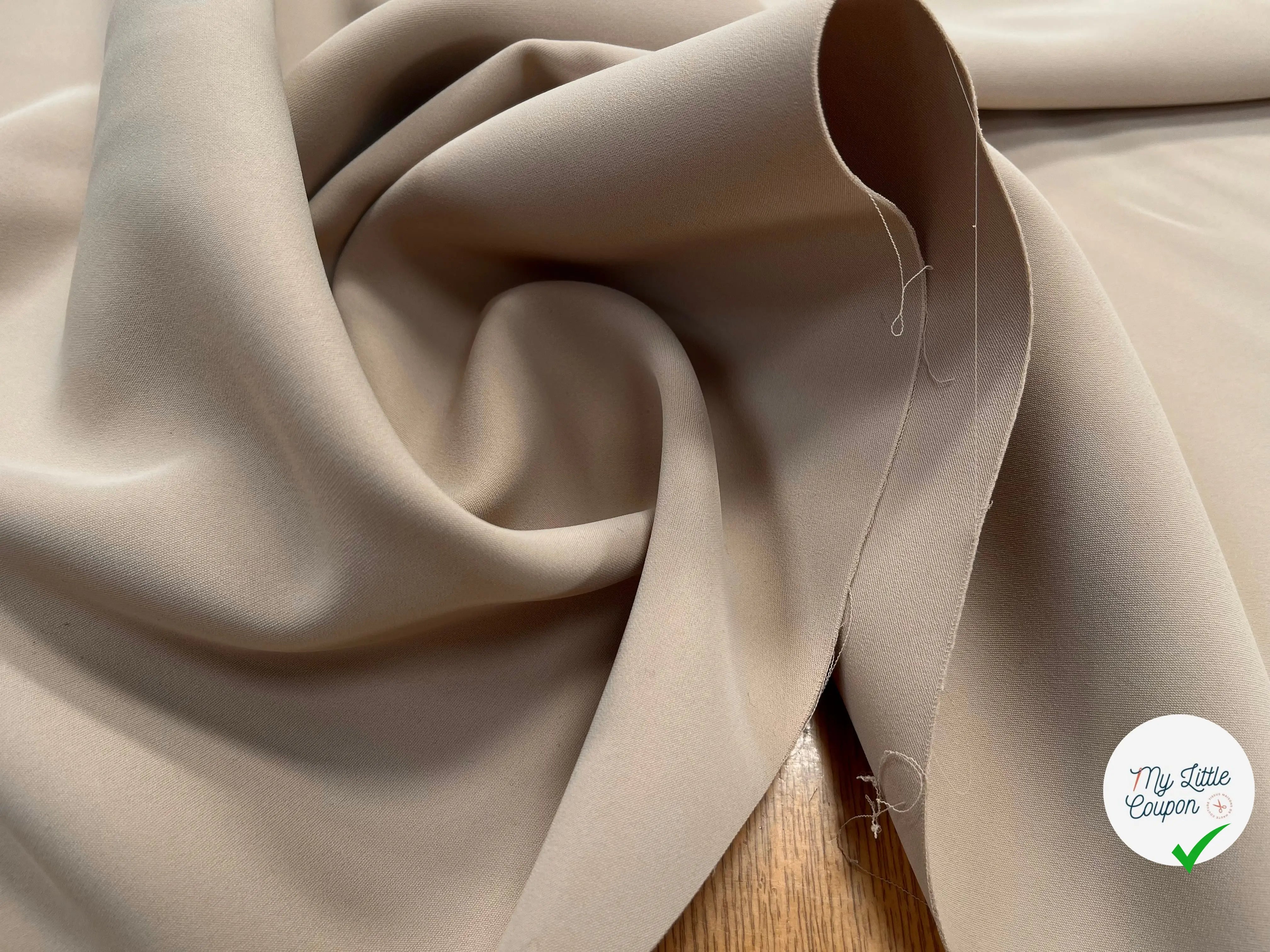 TOILE DOUBLE ETTOFE BEIGE SABLE STRETCH - My Little Coupon