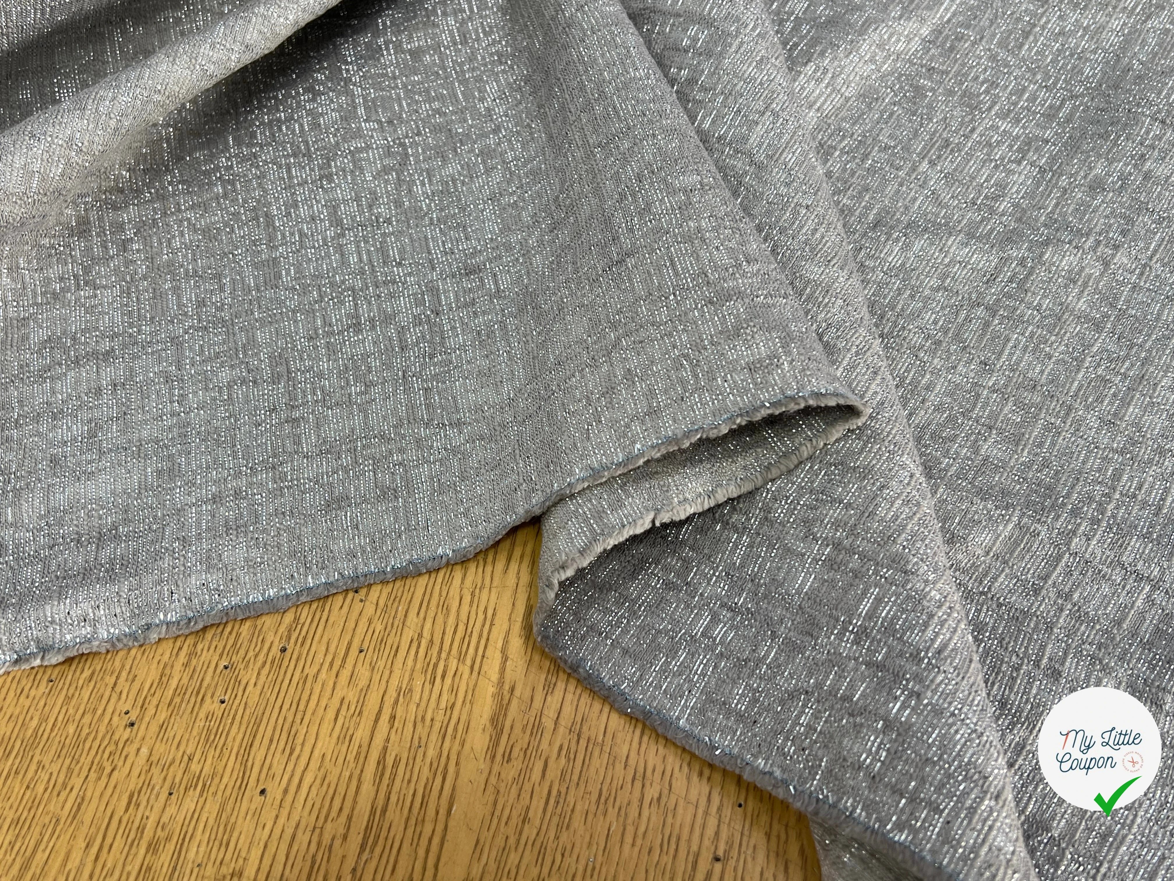 TOILE FIL À FIL TEXTURÉE BEIGE FILS ARGENTÉ - My Little Coupon