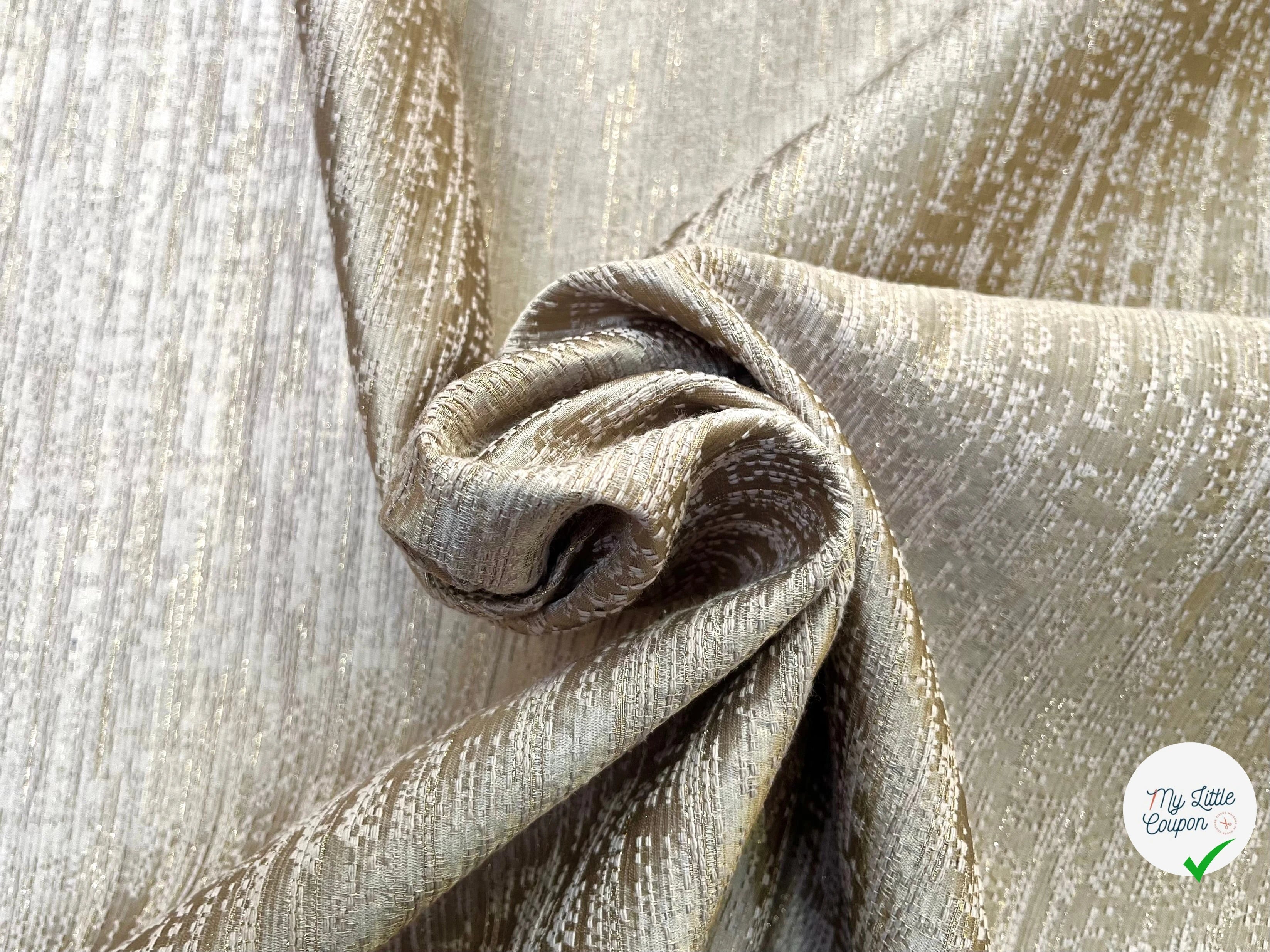 TOILE JACQUARD DE COTON NUDE ET LUREX DORÉ - My Little Coupon