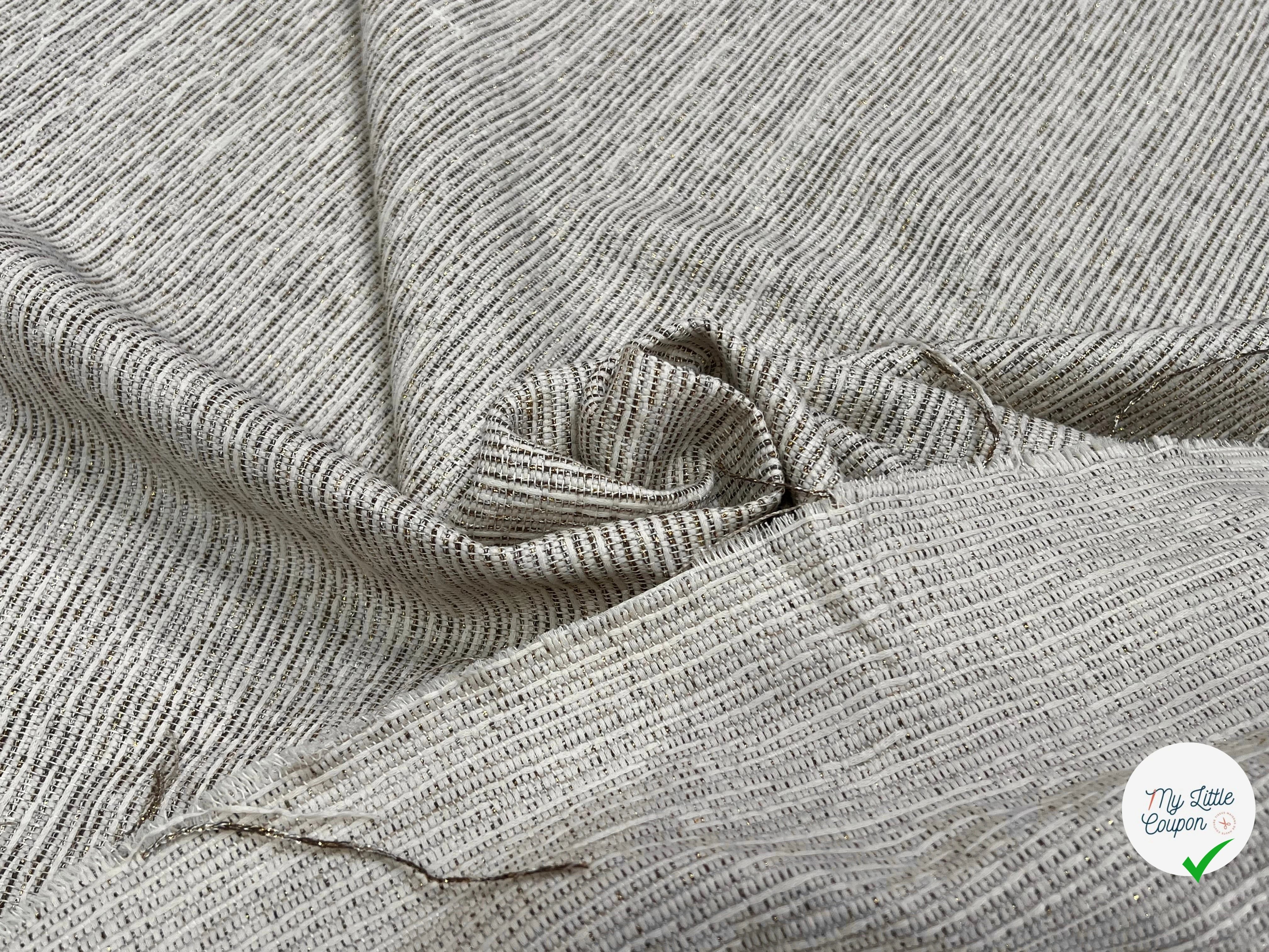 TOILE JACQUARD ÉCRU LÉGÈREMENT DORÉE - My Little Coupon
