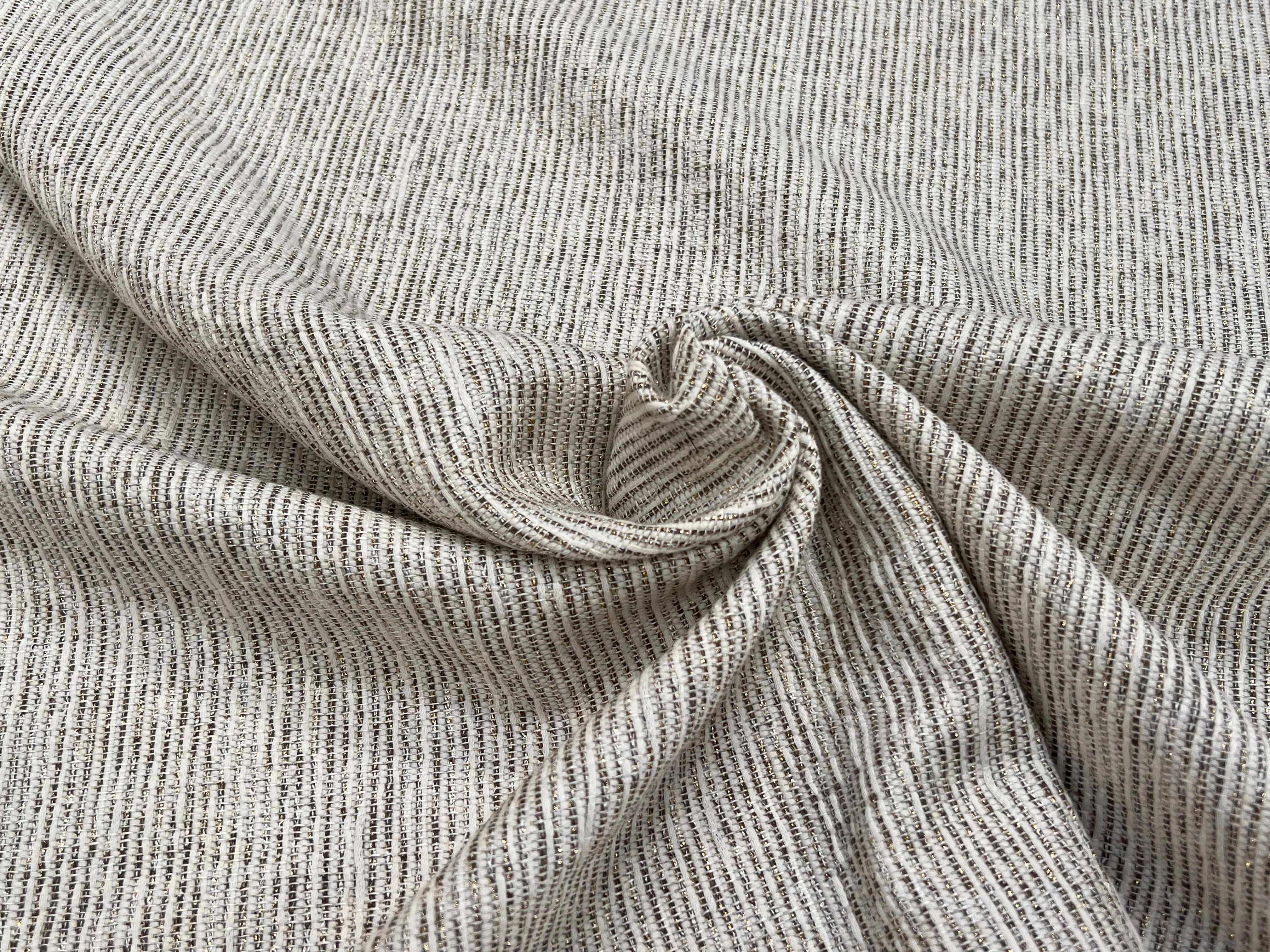 TOILE JACQUARD ÉCRU LÉGÈREMENT DORÉE - My Little Coupon