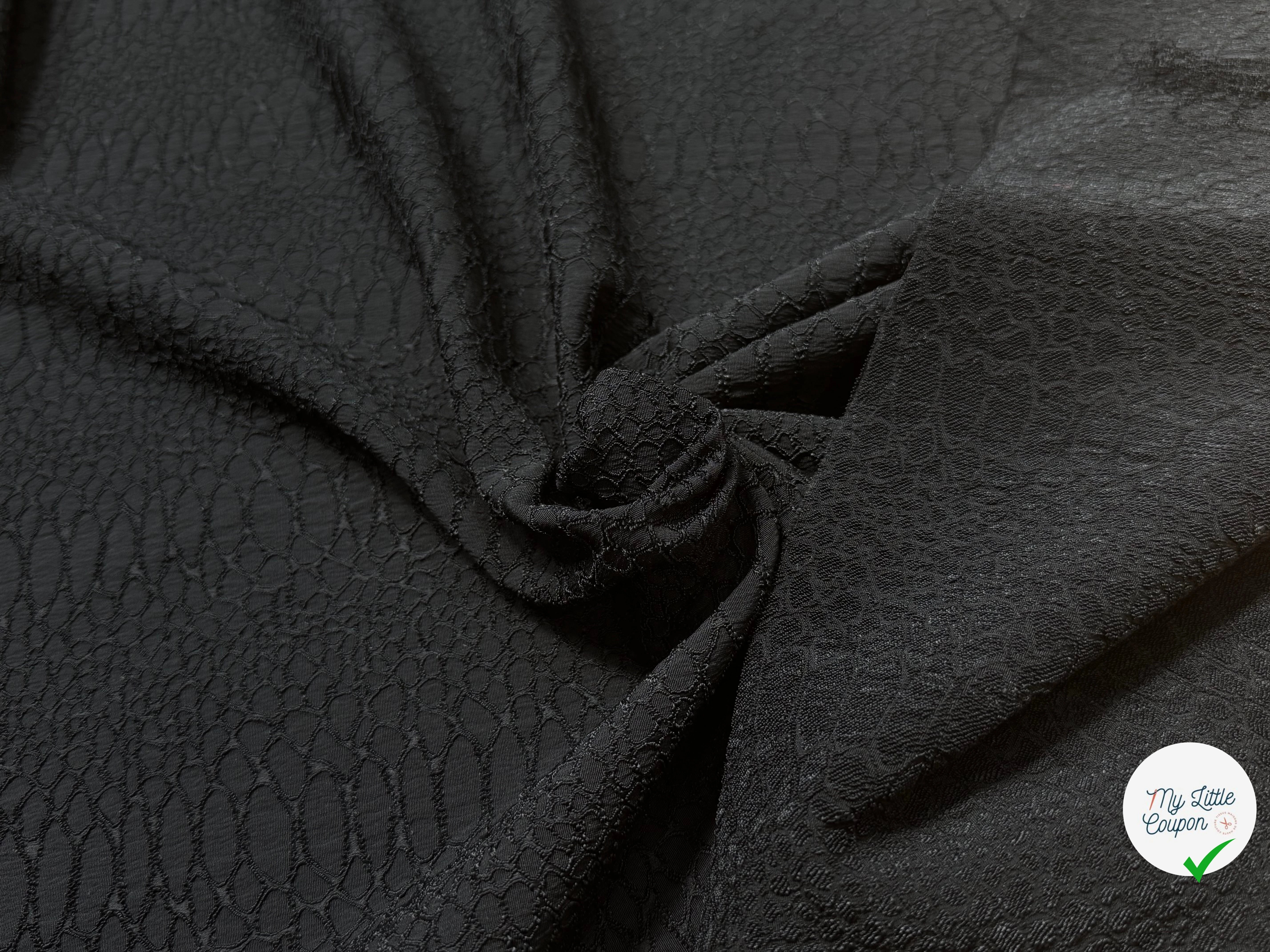 TOILE JACQUARD STRETCH NOIR 440 - My Little Coupon