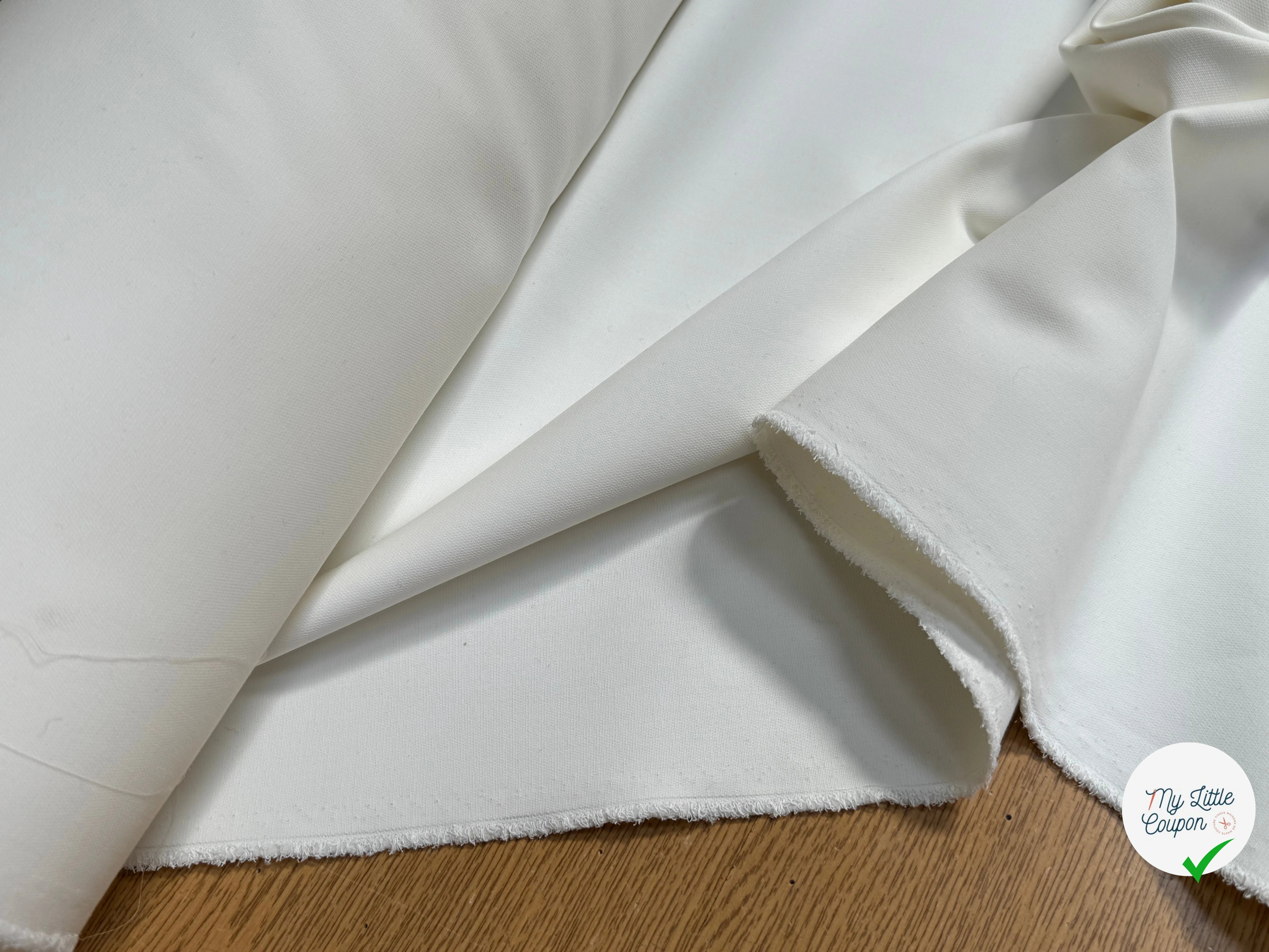 TOILE LOURDE POLYCOTON STRETCH BLANC CASSÉ BELLE - My Little Coupon