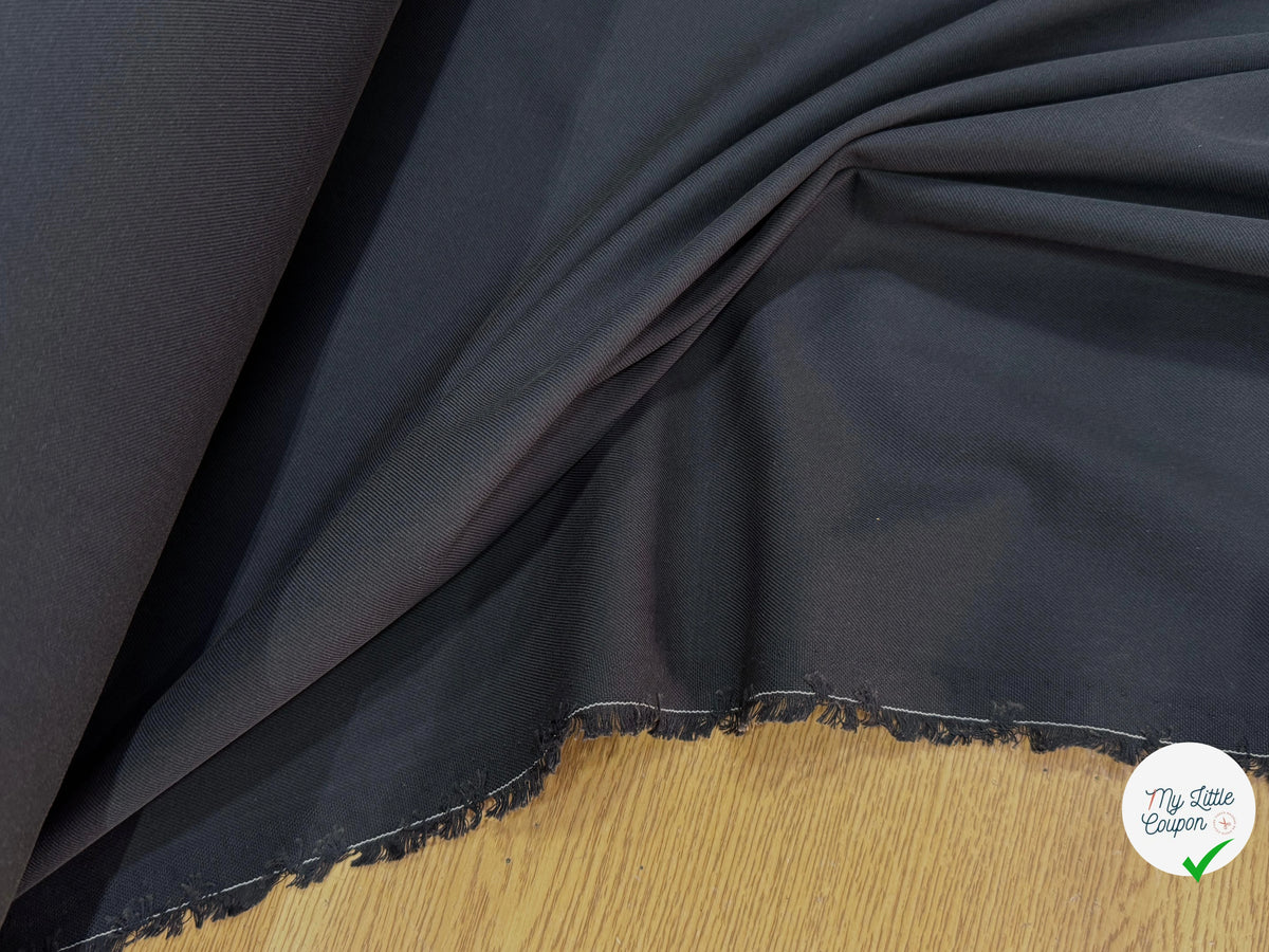 TOILE LOURDE SERGÉE NOIRE CRAQUELANTE 100% COTON - My Little Coupon