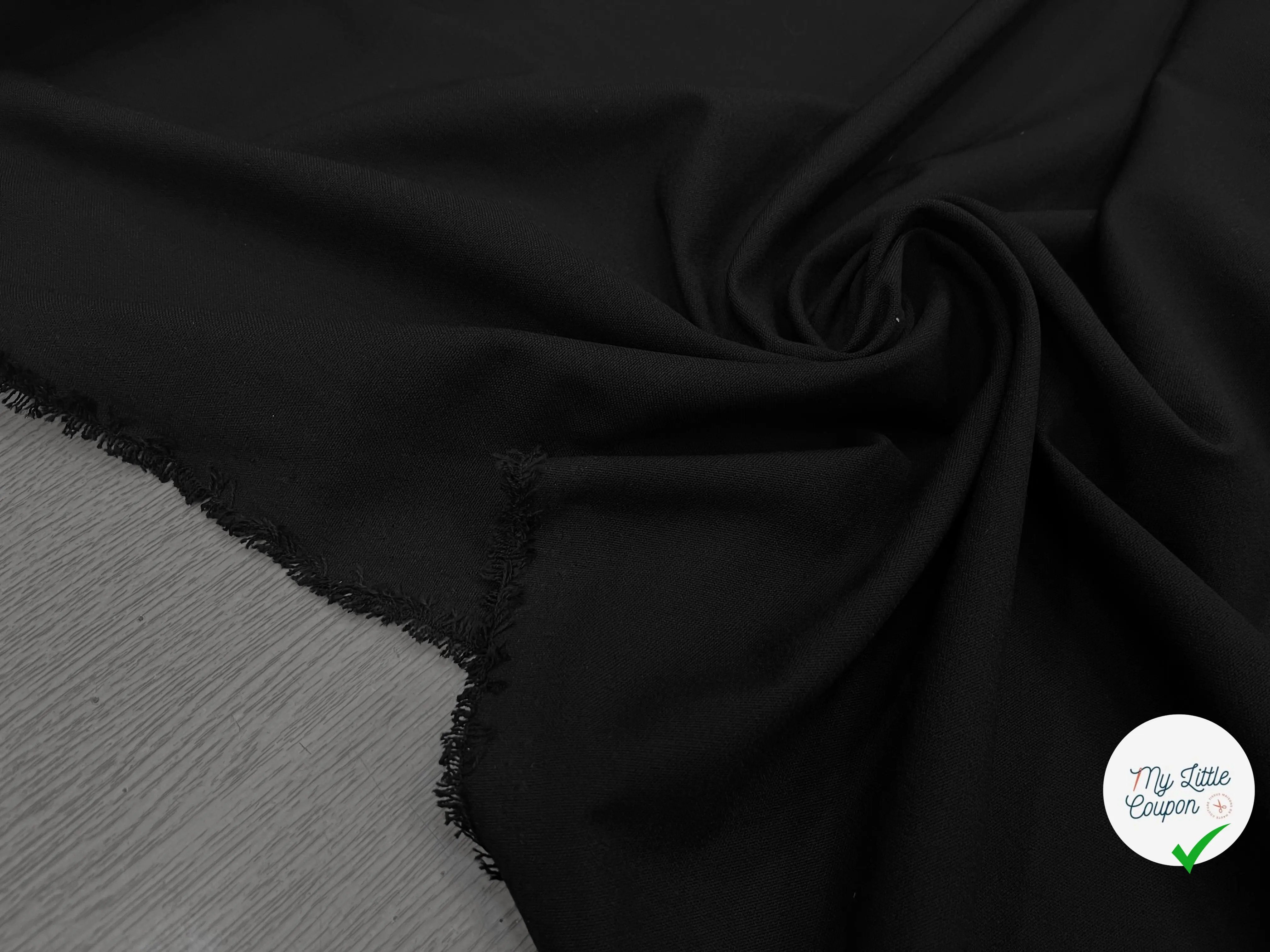 TOILE OWENS COUTURE FLUIDE STRETCH POLYVISCOSE UNI NOIR - My Little Coupon
