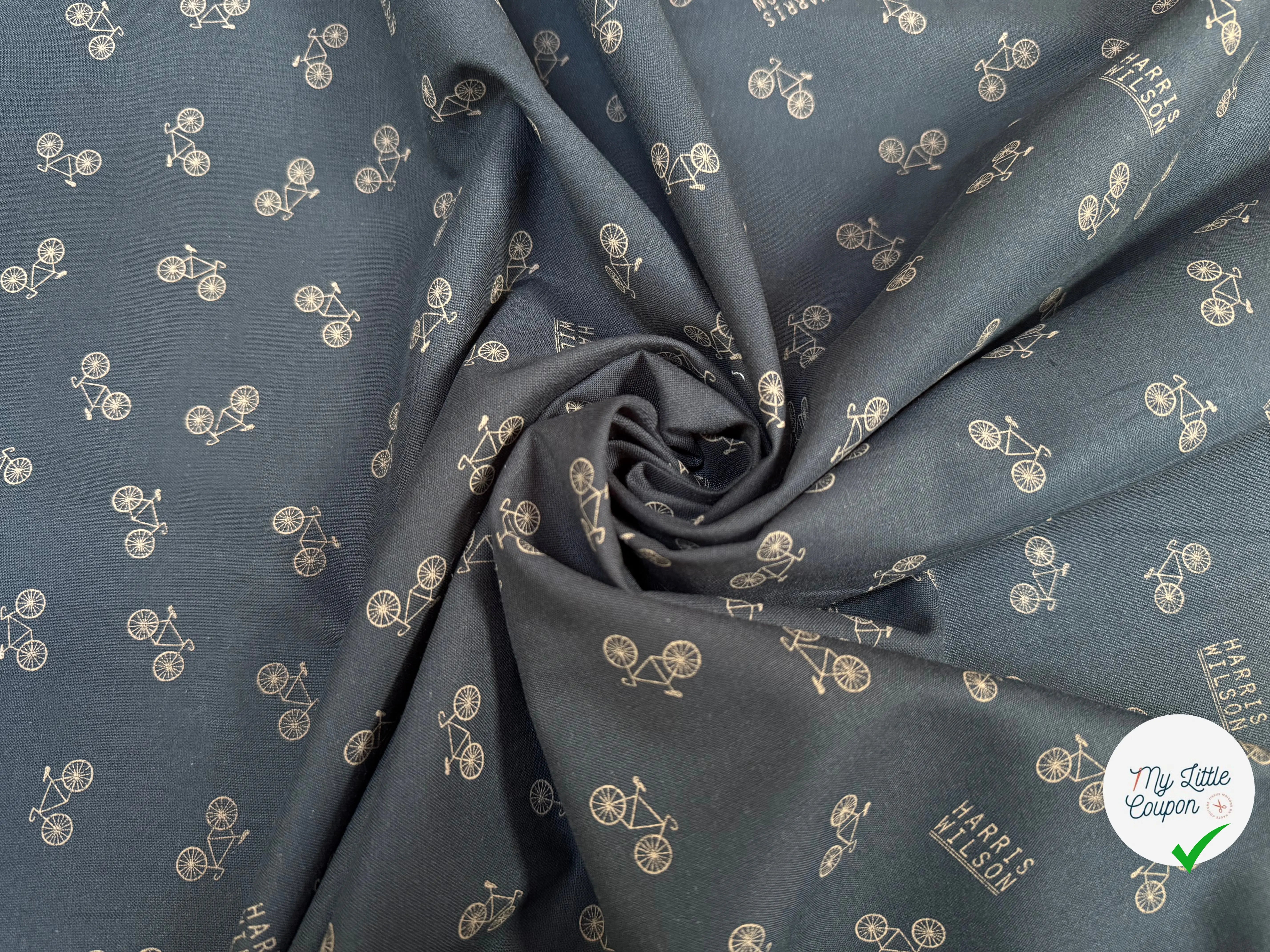 TOILE PANAMA COTON PETIT VÉLO NAVY - My Little Coupon