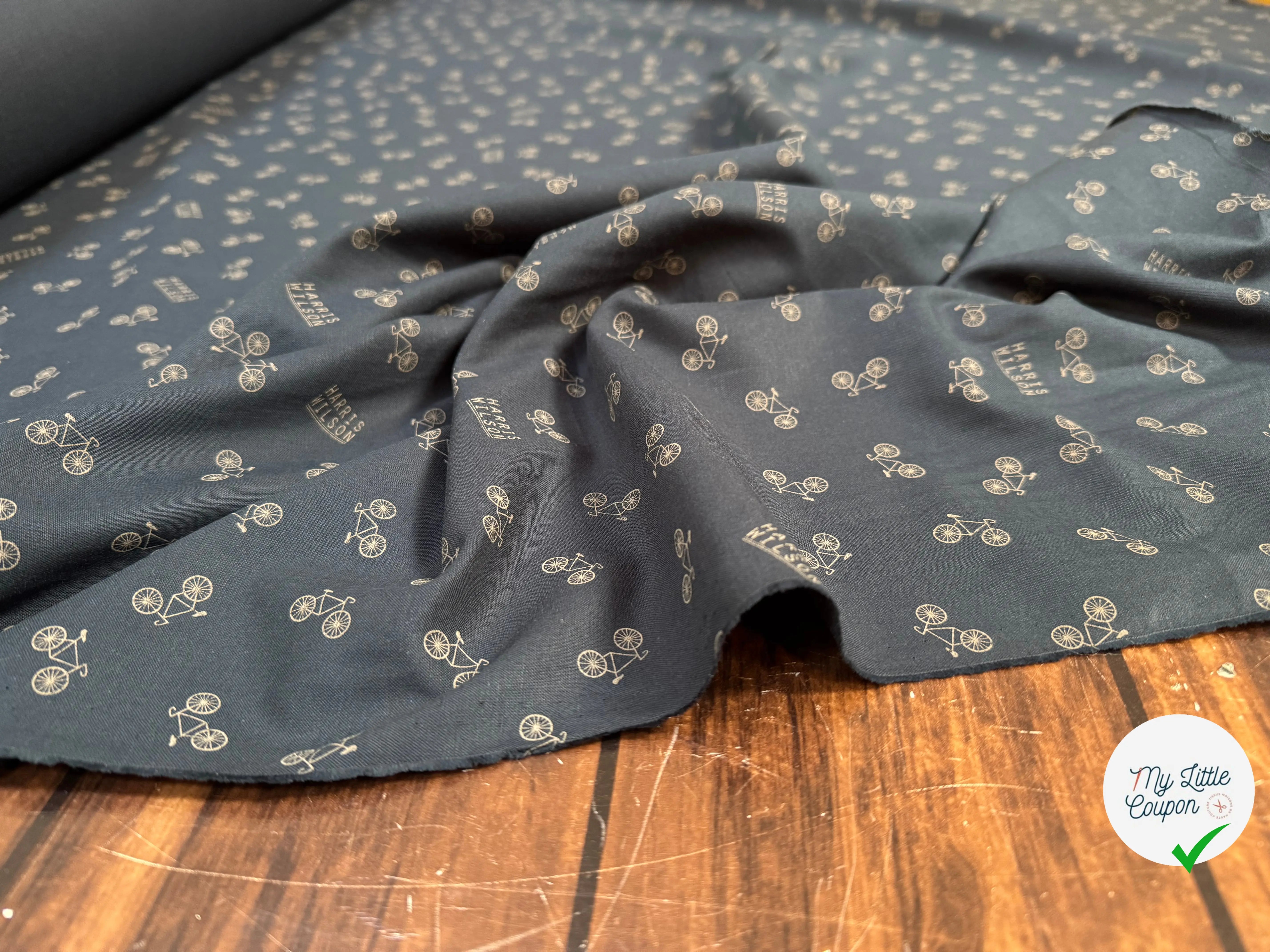 TOILE PANAMA COTON PETIT VÉLO NAVY - My Little Coupon
