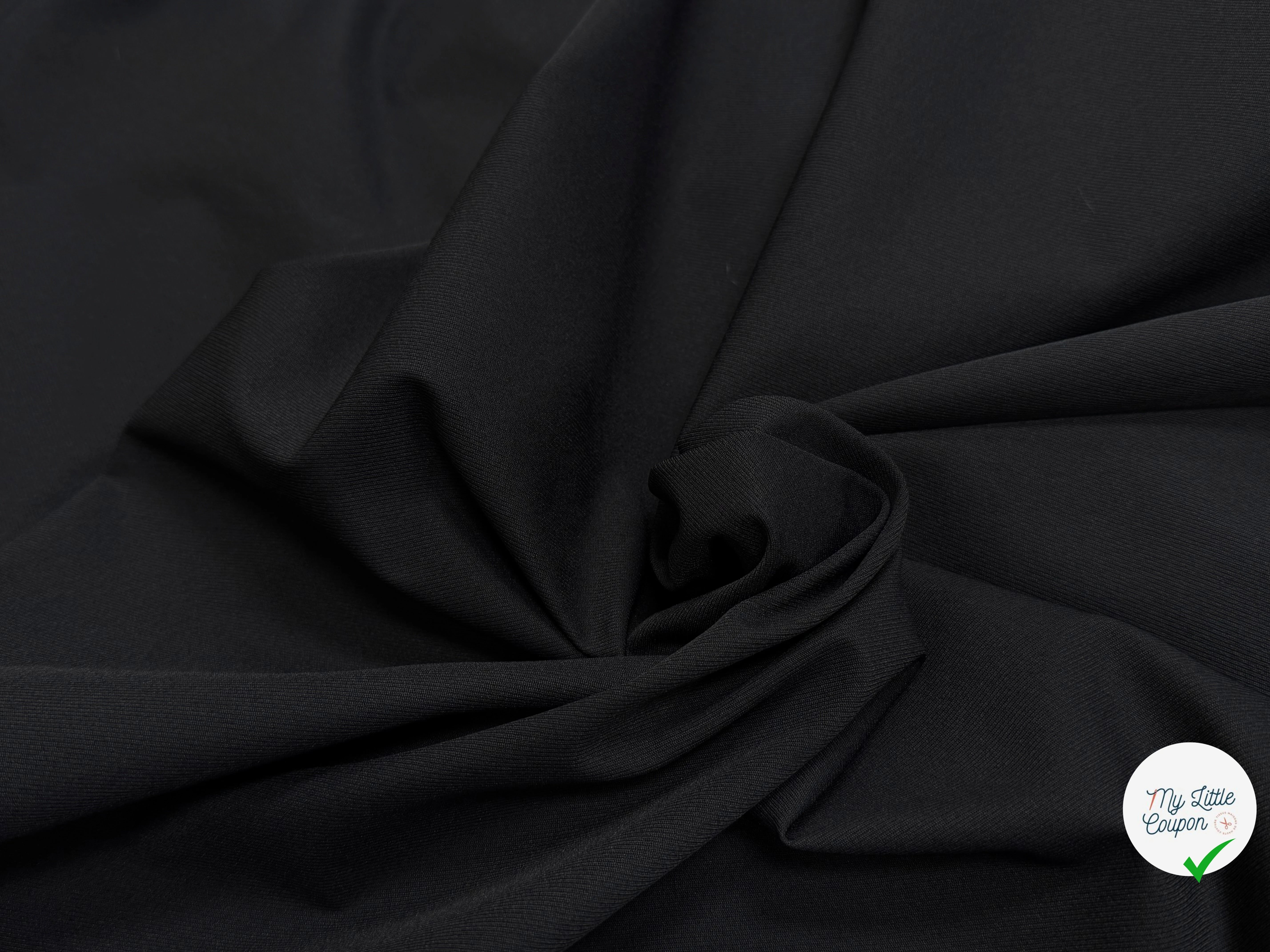 TOILE POLYAMIDE SERGÉE ULTRA STRETCH NOIR - My Little Coupon